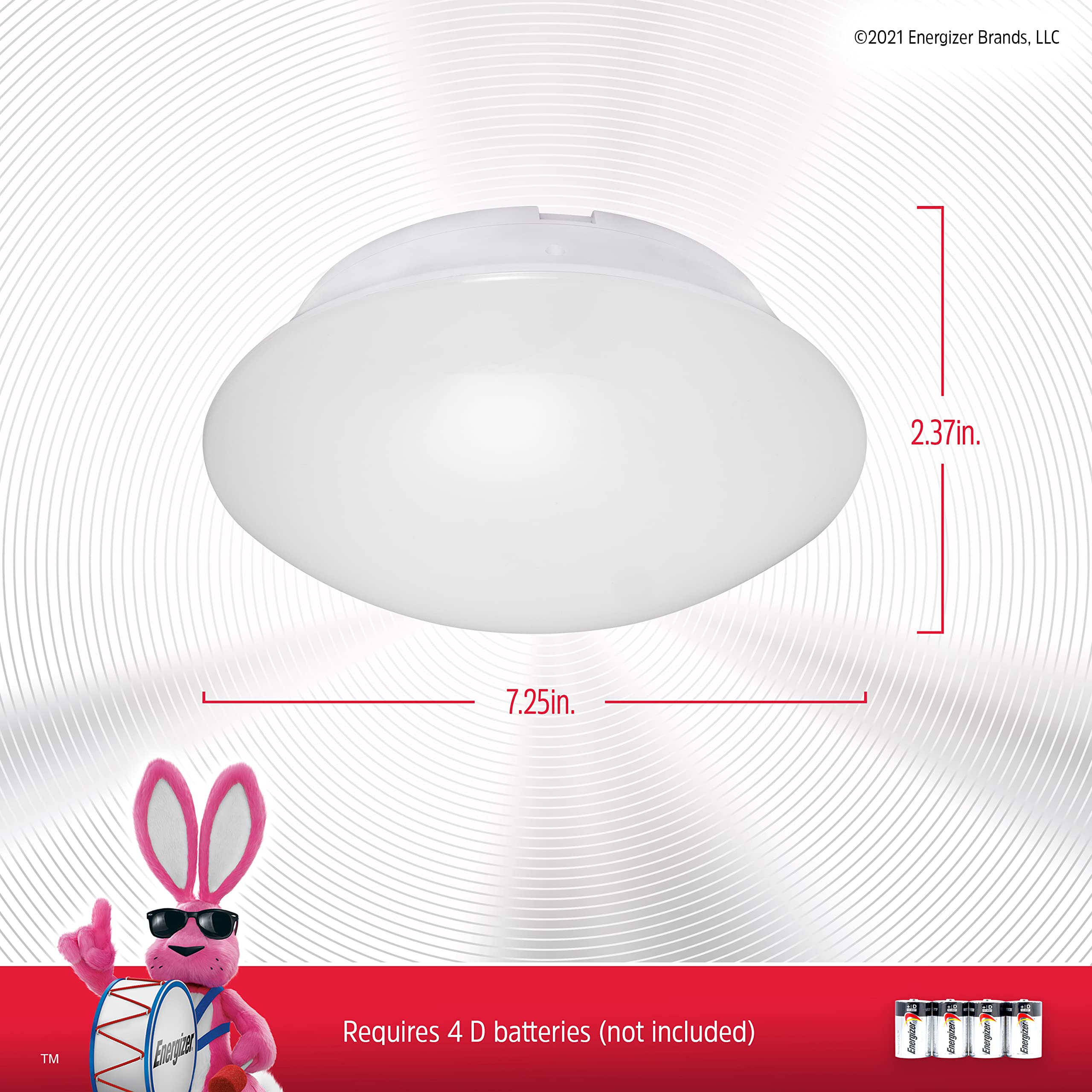 Energizer Motion-Activated Led Ceiling Light, Battery Operated, 300 Lumens, No Wiring Needed, 15Ft. Motion Sensing, Great For La