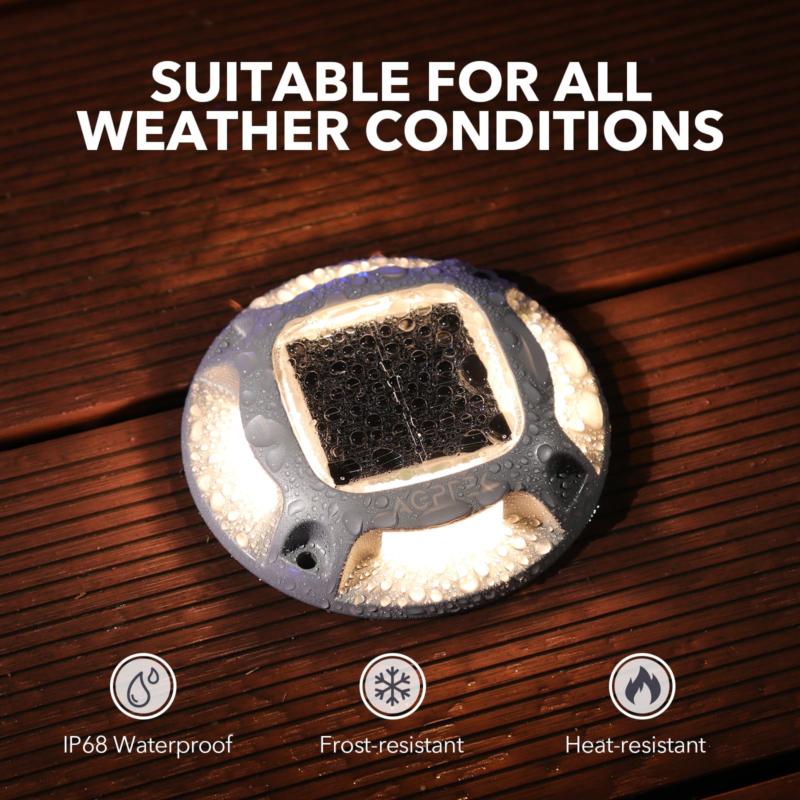 Agptek Solar Driveway Lights Solar Deck Lights 4 Pack, 2 Color Modes Dock Lights Marine Outdoor Waterproof Led Solar Driveway Ma