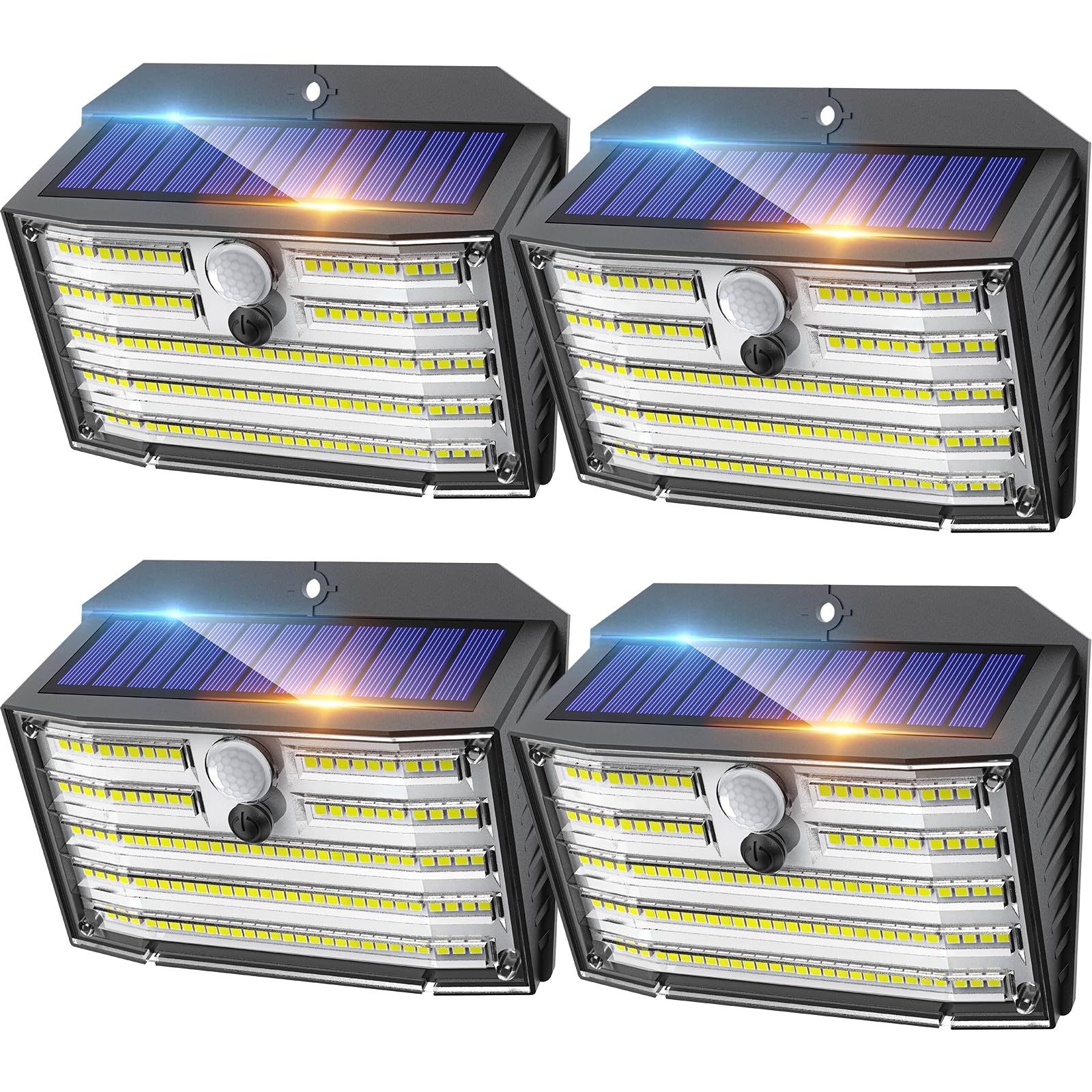 Claoner Solar Lights Outdoor 126 Led Wireless Motion Sensor 4 Pack Ip65 Waterproof Cool White Sl124Ab-Us
