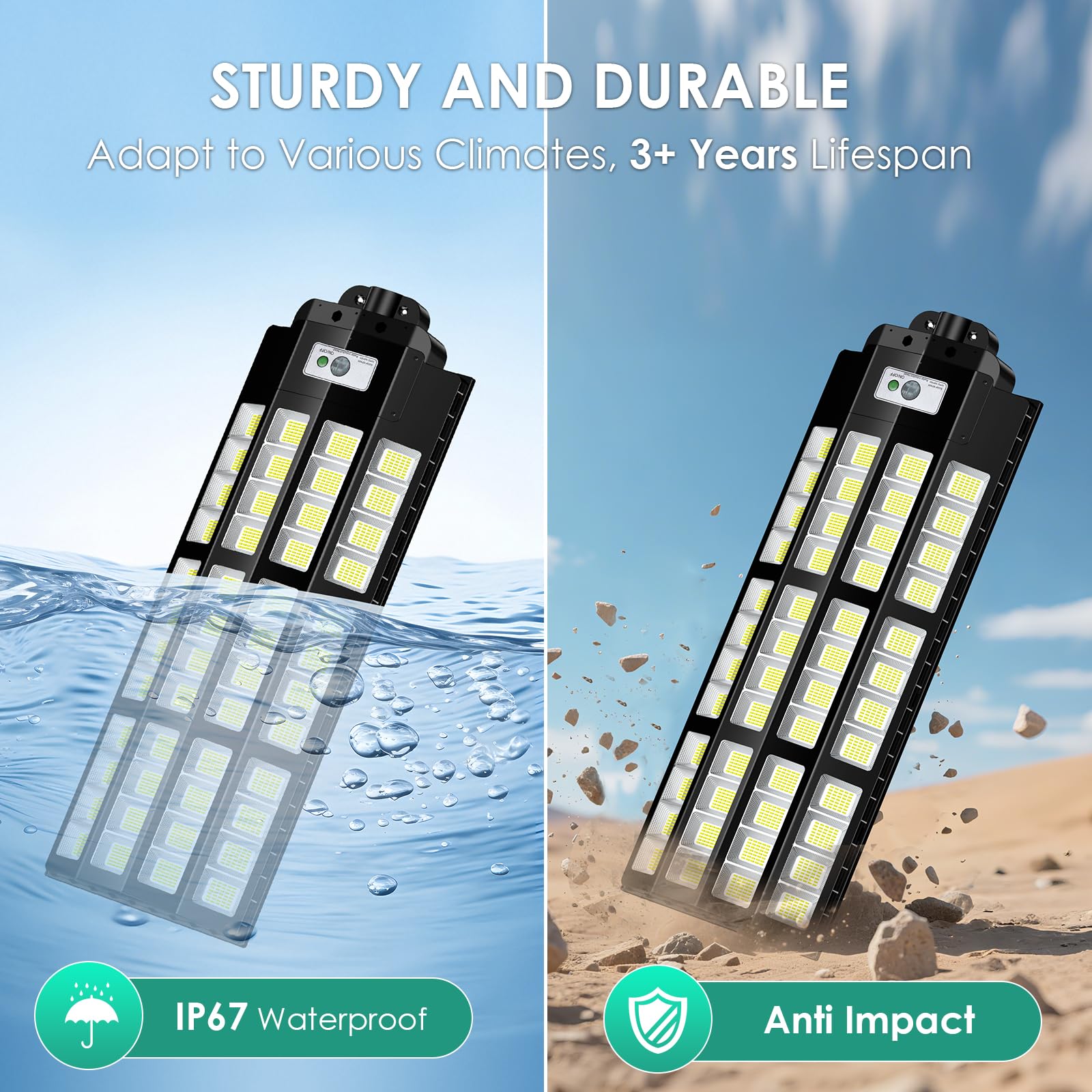 pqins 12000W Solar Street Light - Waterproof, Dusk to Dawn, Radar Sensor, Remote Control, Black, Model SSL-TSL, for Outdoor Use