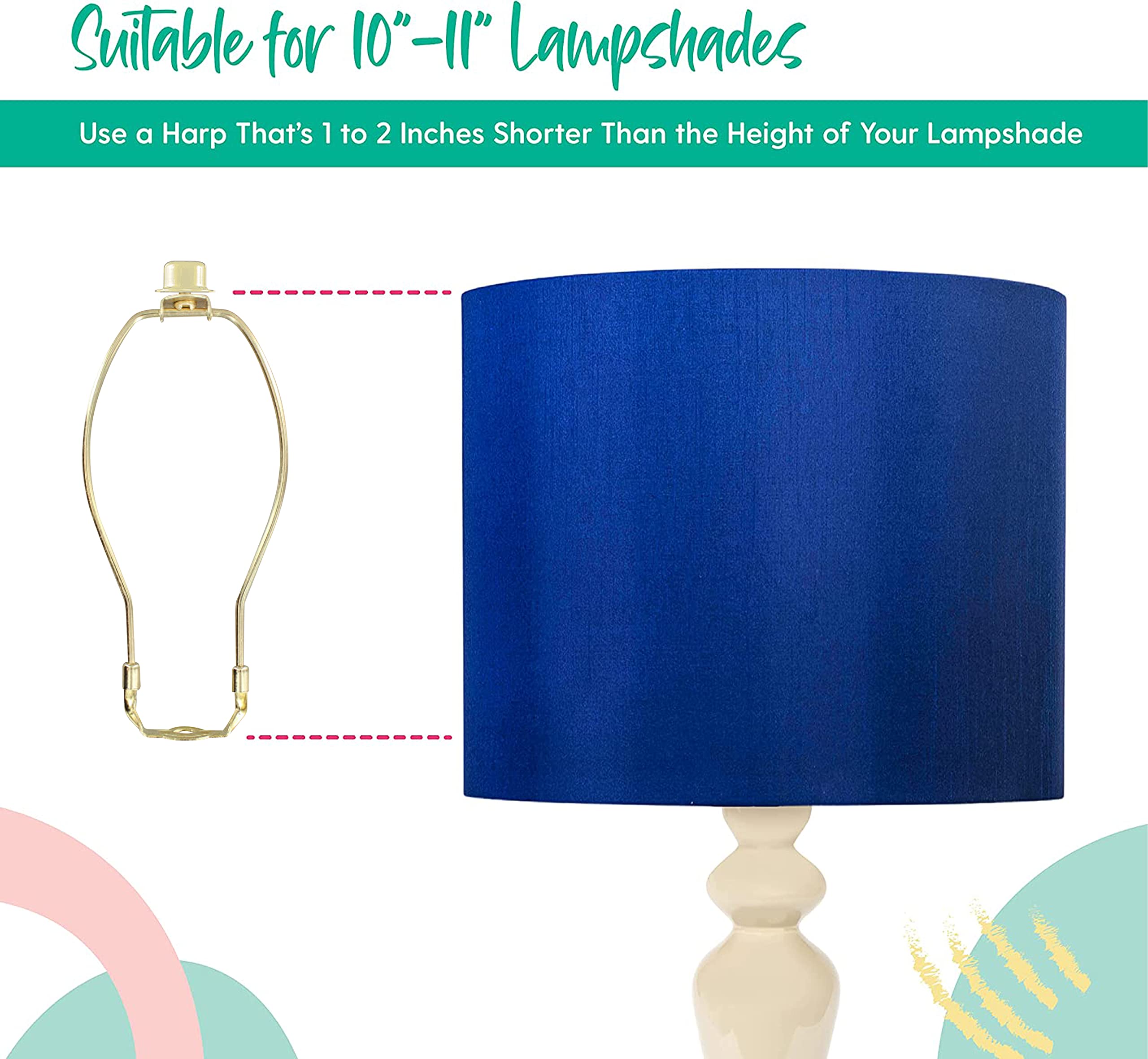 I Like That Lamp Complete Lamp Set - Brass 9 Harp (Suitable for 10 to 11 Lampshade) - Includes Harp, Saddle Holder Base and Fini
