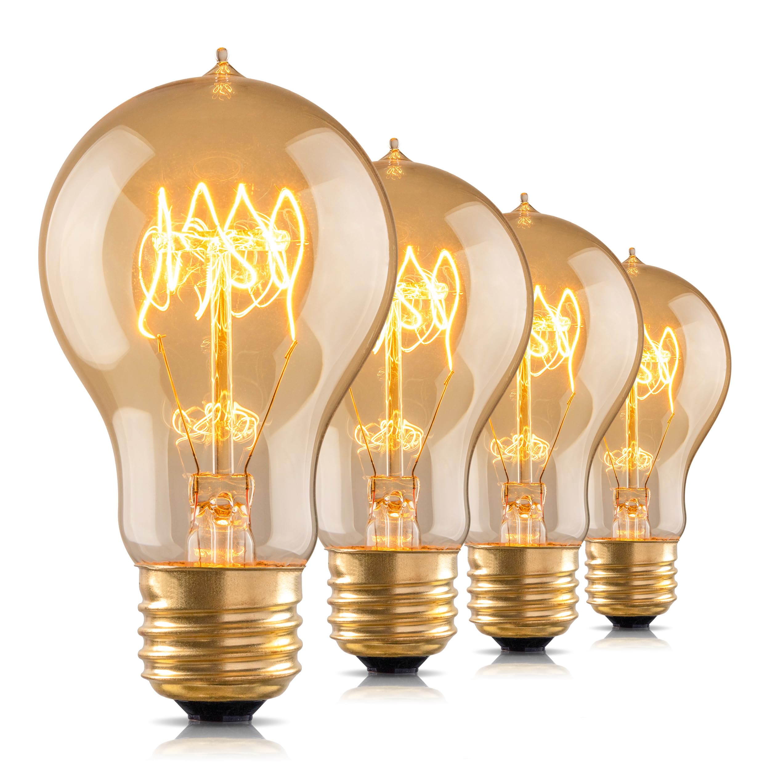 Warm Incandescent Light Bulbs 60 Watt A19/A60 Vintage Style Edison Bulbs E26 Soft Yellow Light Bulbs Amber Bulbs Retro Light Bulb Old Fashioned Halogen Dimmable Edison Bulb Squirrel Cage 12 Pack