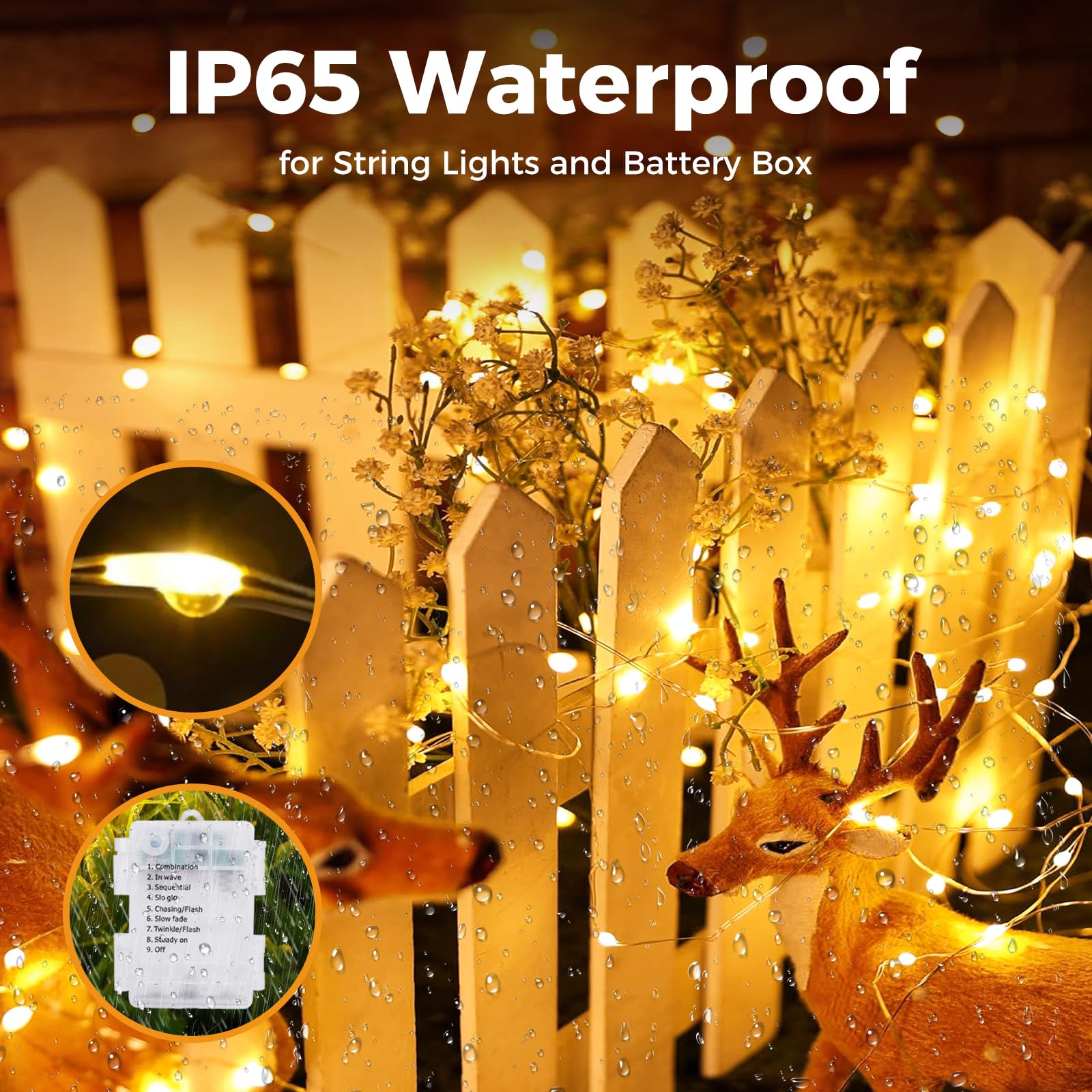 Litogo 3 Pack 33Ft 100 Led Fairy Lights Battery Operated With Remote And Timer, Ip65 Waterproof Twinkle Lights Battery Powered 8 Mode Silver Copper Wire String Light For Outdoor Indoor Christmas Decor