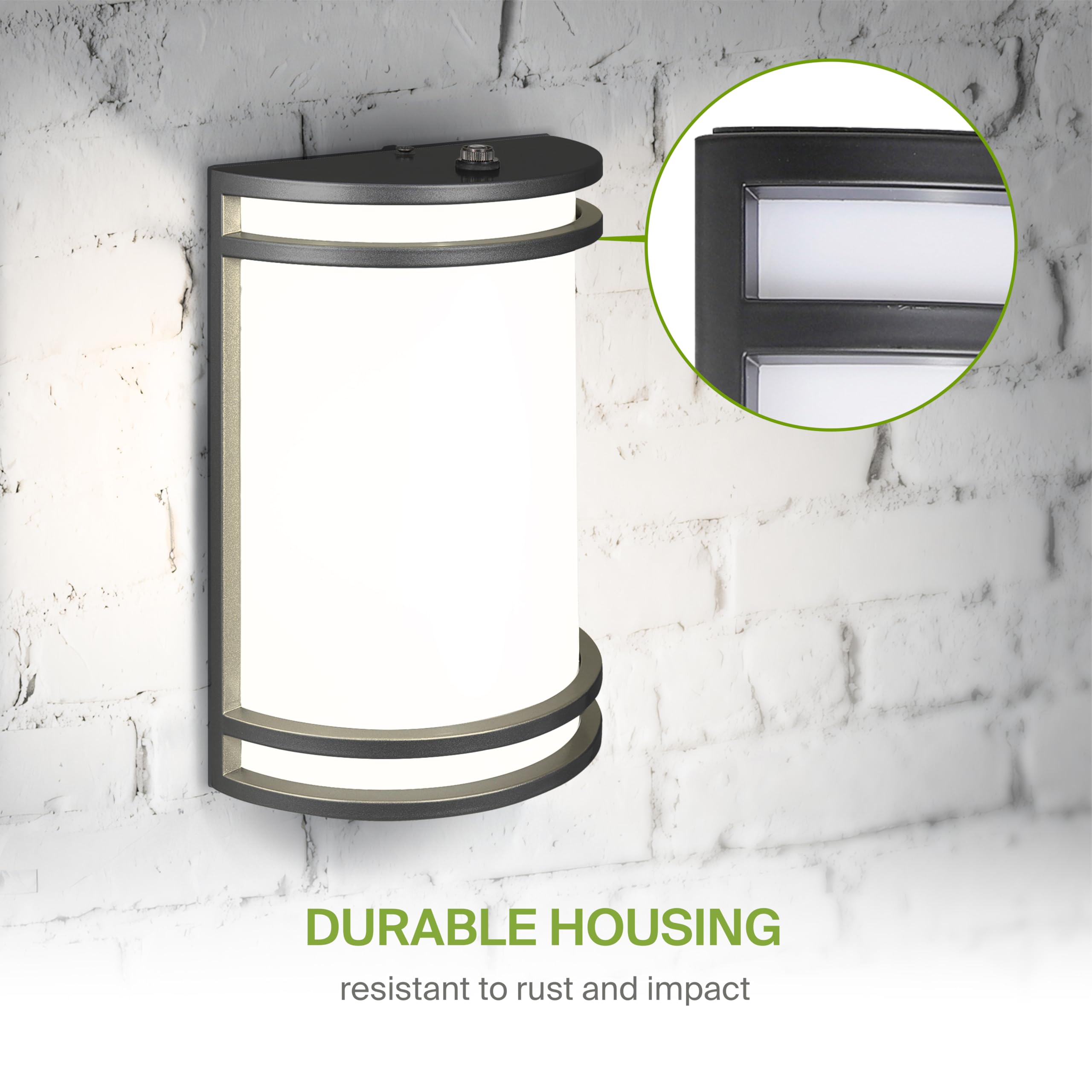 ASD 10 Inch LED Dusk to Dawn Outdoor Wall Mount Light Fixture - Matte Black Modern Wall Sconce Lighting with Photocell - 120-277