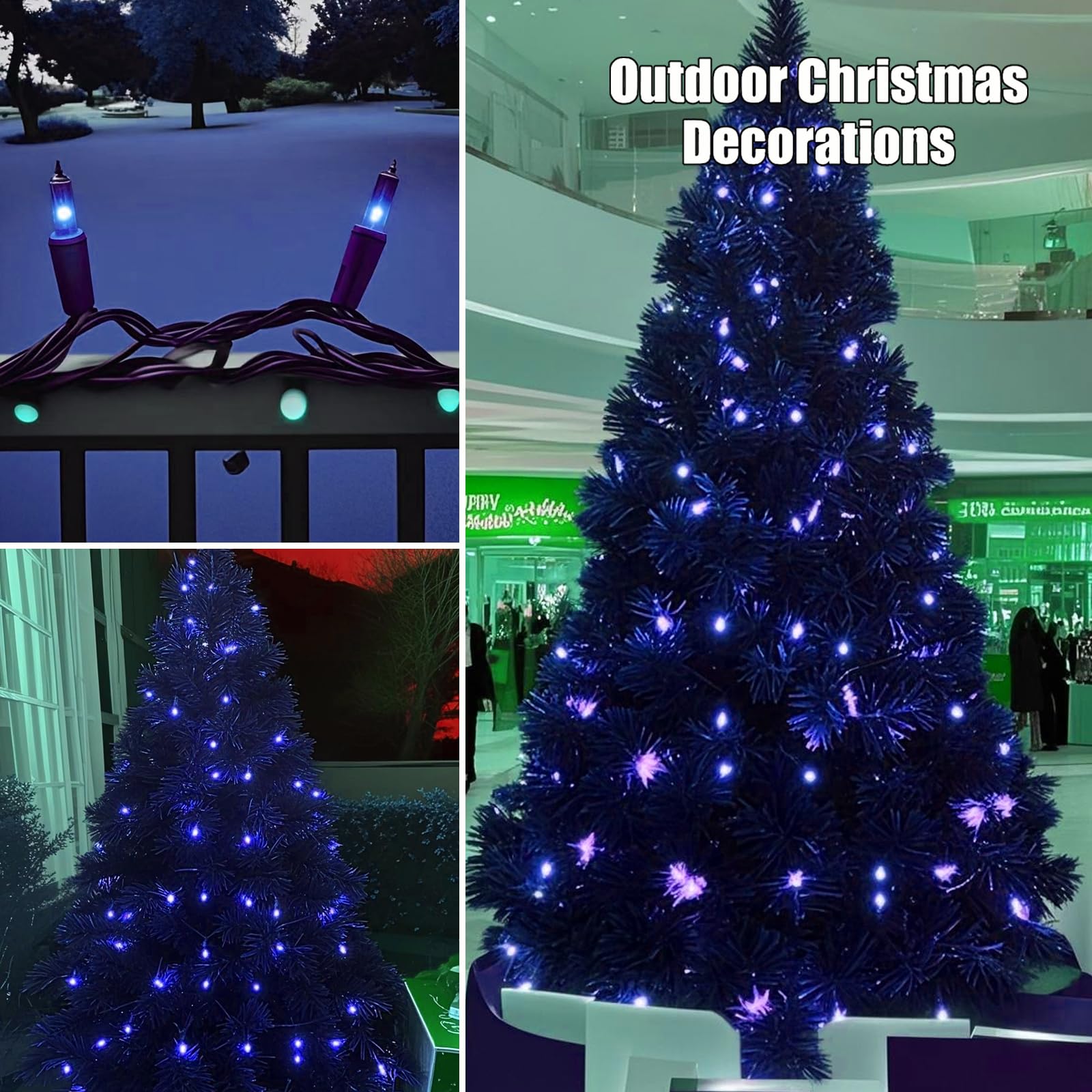 Hishiny Christmas Lights 100 Count Blue Christmas Tree String Lights With Green Wire For Outdoor Indoor Christmas Decorations Wedding Decorations Valentines Day Decor Ul Certified (21Feet)