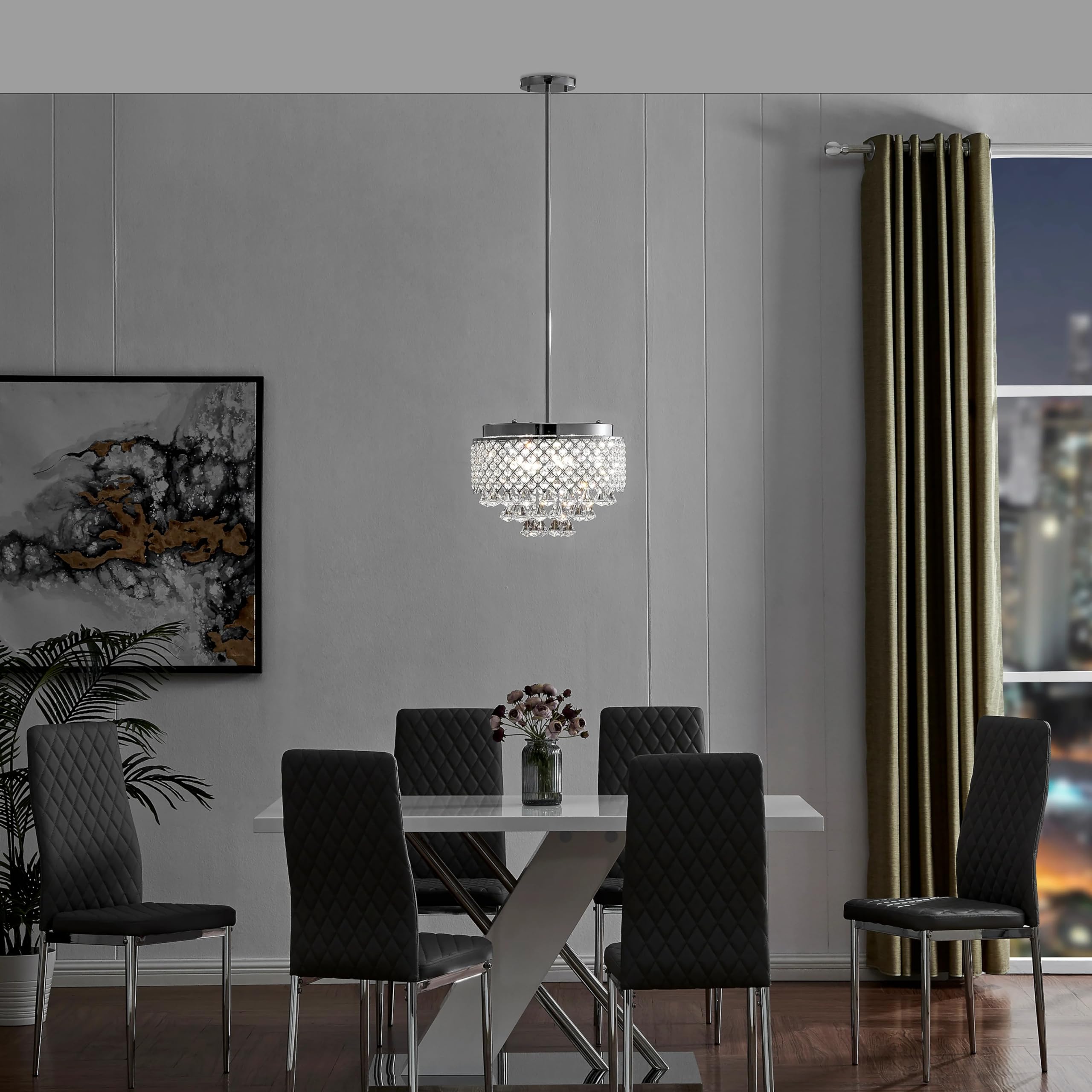 Finesse Decor Cinderella Round Chandelier Pendant - Chrome Crystal, Traditional Design, Model FN-615-C, Clear Color
