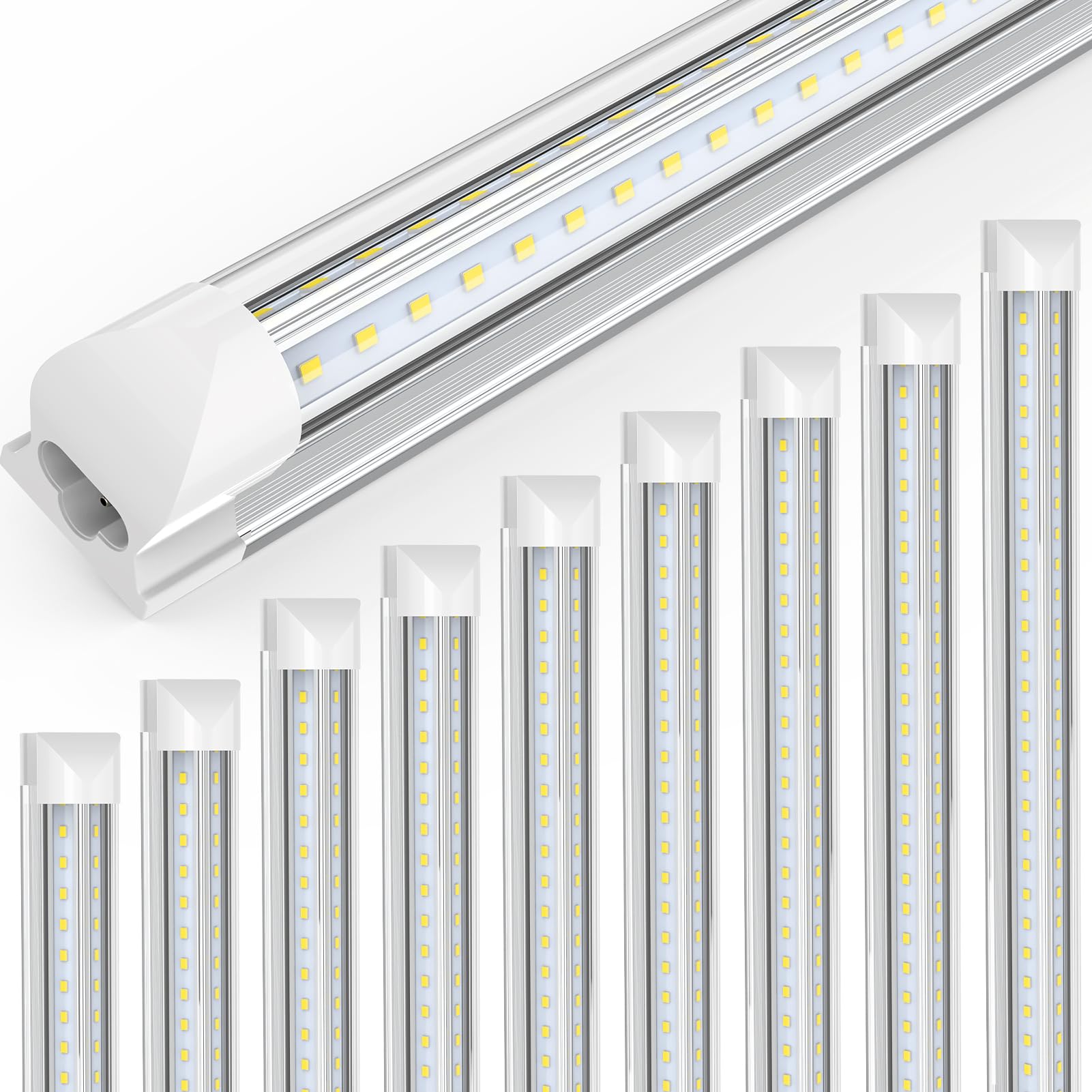 Jesled Led Shop Light 8Ft, 100W 6500K Cool White, 15000Lm High Output, V Shape, T8 Linkable 8 Foot Led Tube Lights For Garage, W