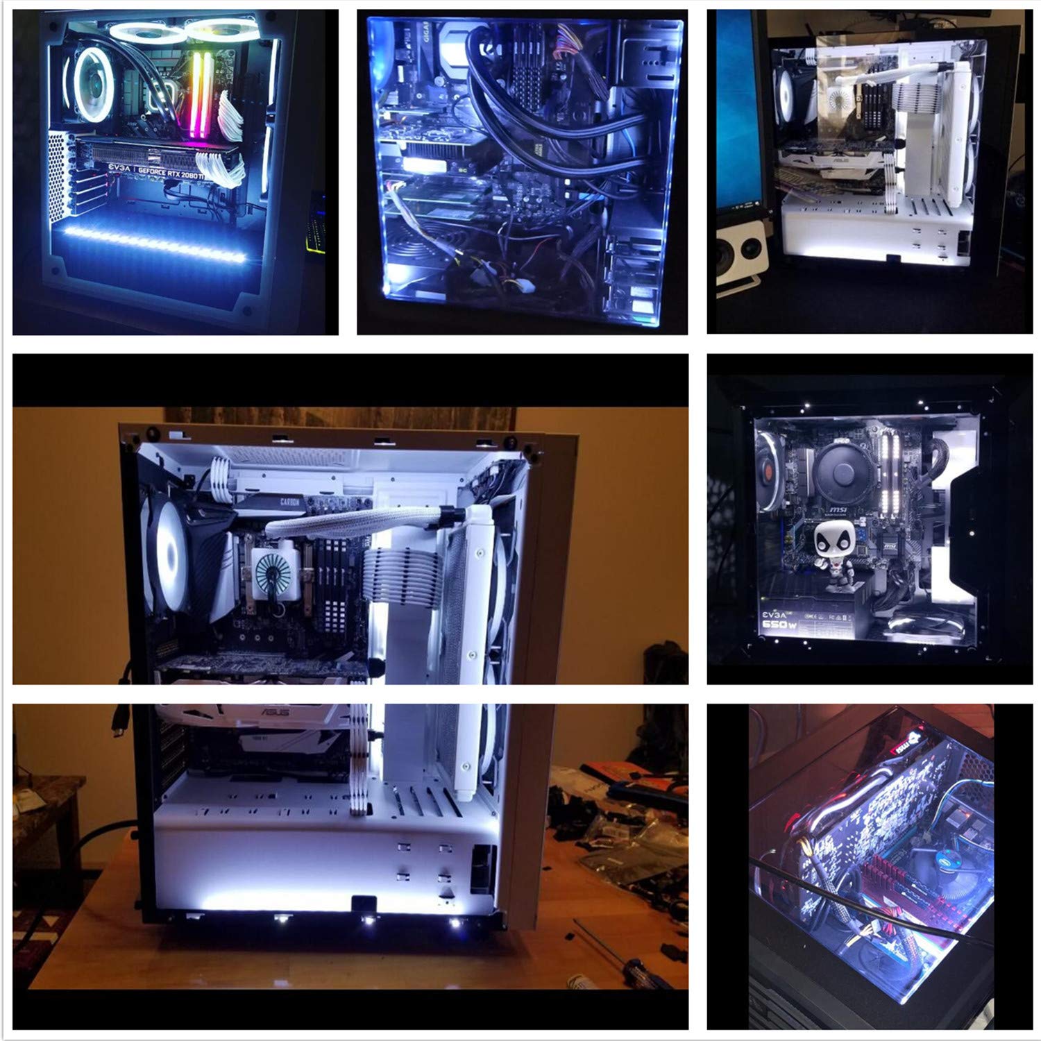 Ds Pc Led Light Strip Computer Lighting White With Magnetic Back, Molex Connector, 2Pack Led Strip For Pc Case Lighting Kit (30Cm,18Leds,S Series)