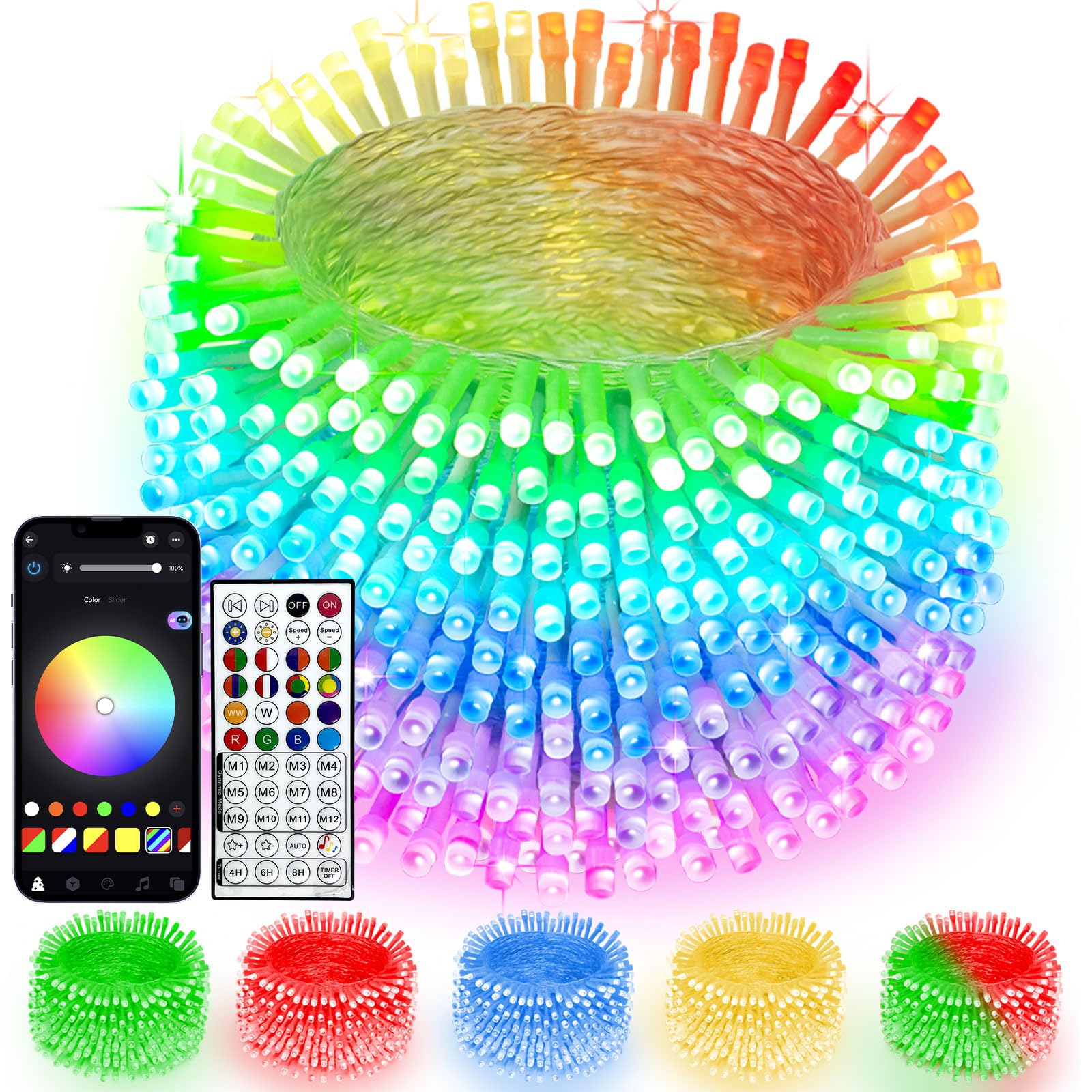 Smart Color Changing Christmas Lights With Remote & App Control  198Ft 600 Led Rgb String Lights With Timer  Music Sync Multiple Modes Twinkle Christmas Tree Light Waterproof Indoor Outdoor Xmas Decor