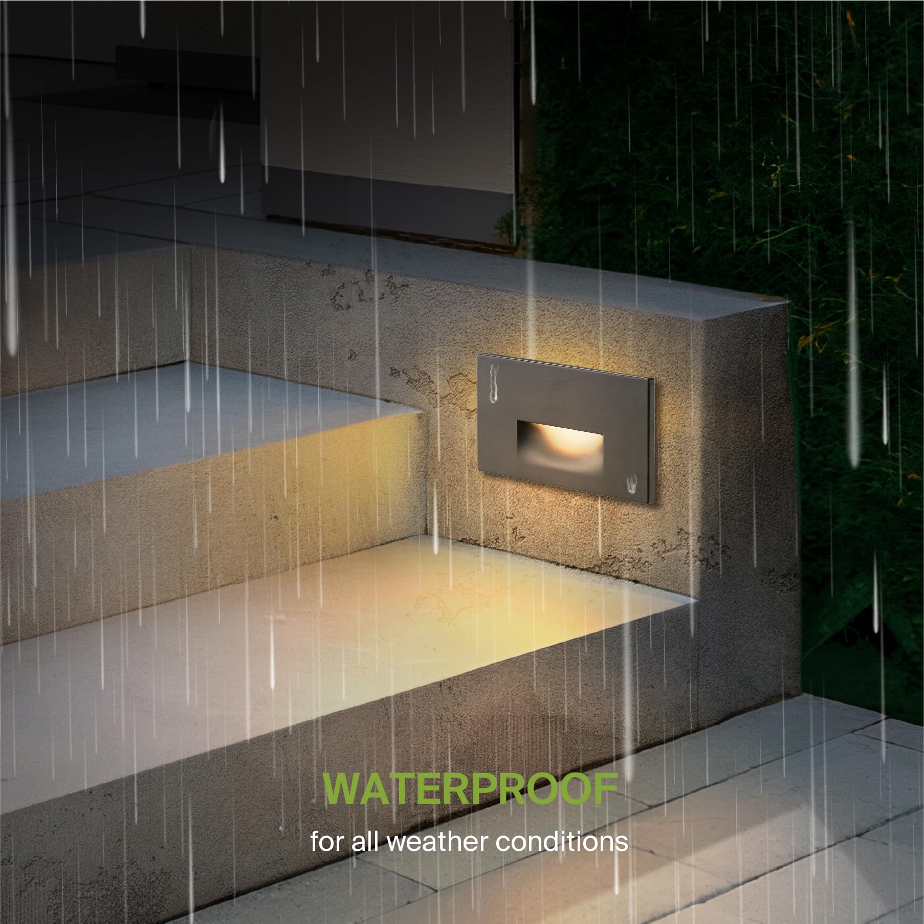 ASD LED Recessed Step Light Fixture 3W 120LM 3000K-5000K 4.75in Black 12 Pack Dimmable Waterproof ETL Listed