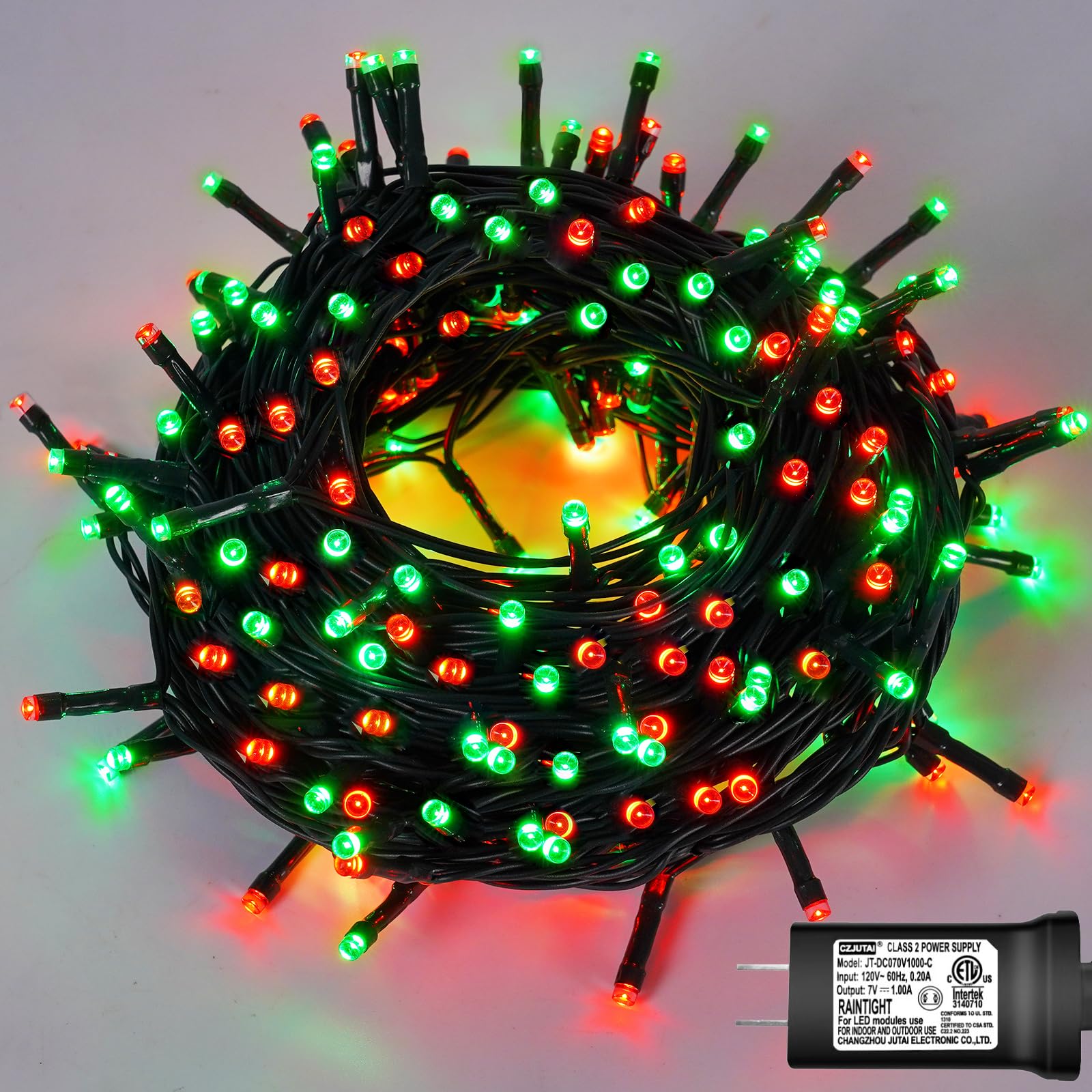 YEGUO 200 LED Christmas Lights Outdoor Waterproof, Green Wire, Red and Green, 8 Modes, 66ft, Model JT-EL/FC300V0120-C