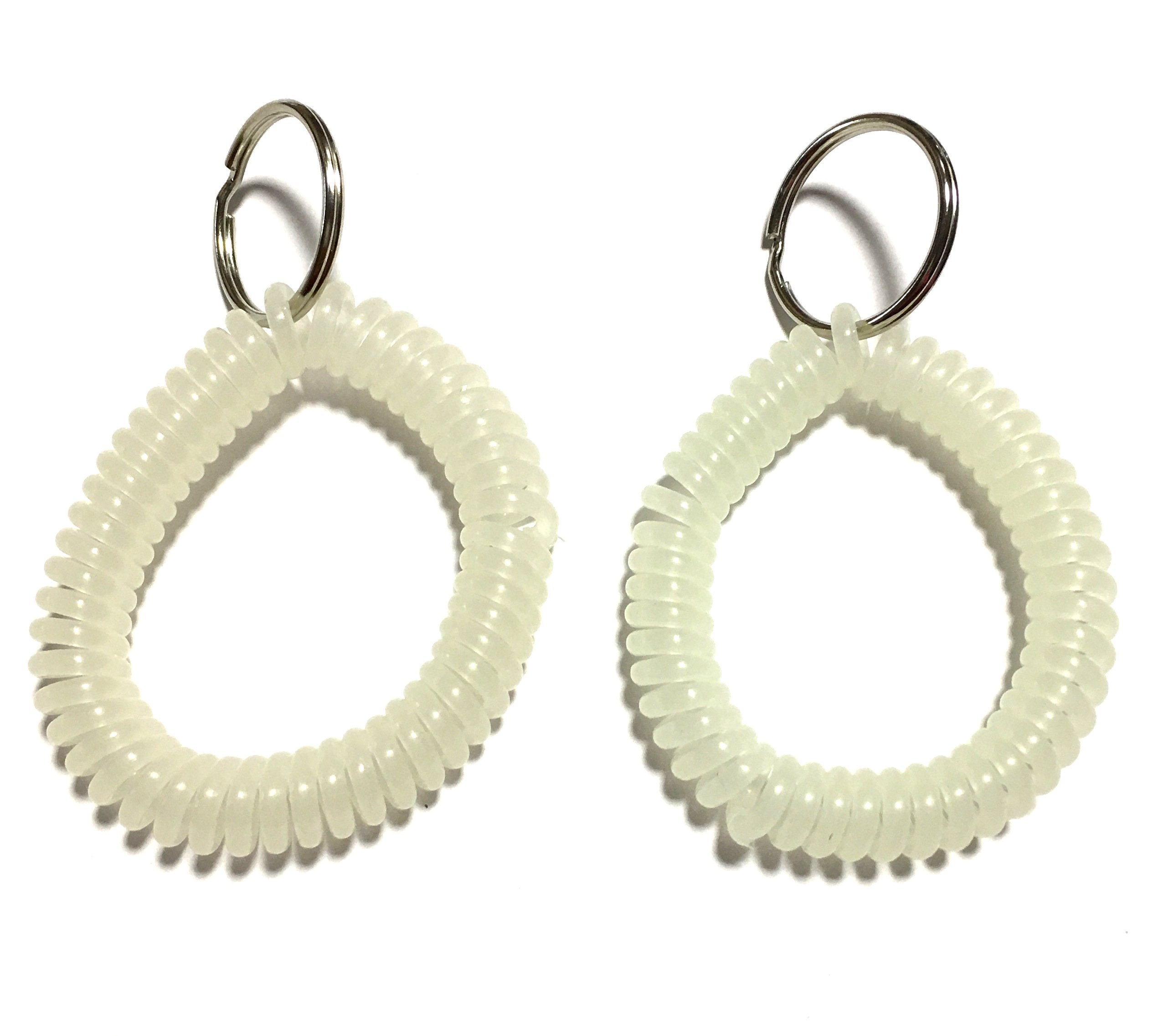 2Pc Excellent Quality Alazco Security Safety Glow In The Dark Key Chain Wrist Coil (With Key Ring) Great For Dorms, Home, Office