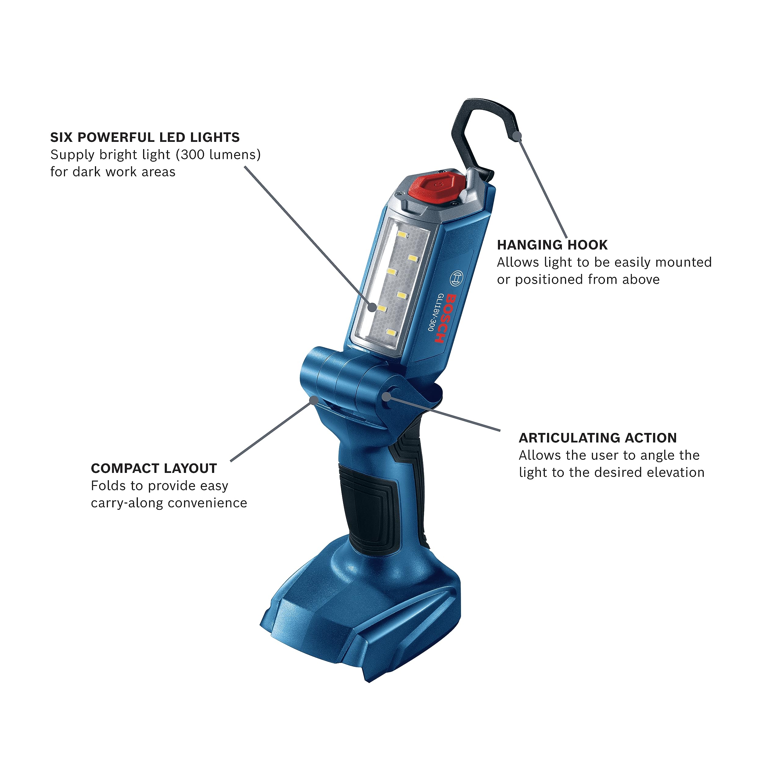 Bosch Gli18V-300N 18V Articulating Led Worklight (Bare Tool)