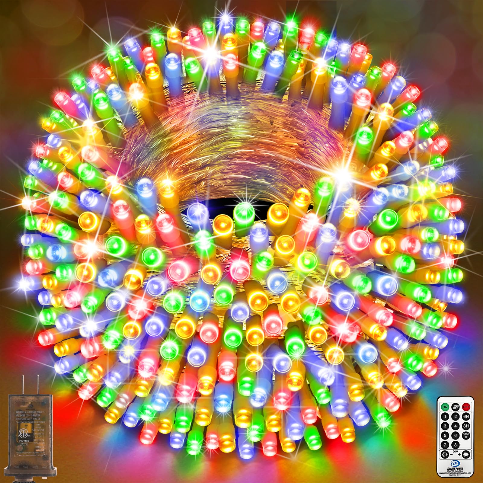Sauirs 1000 Led 403Ft Multicolor Christmas String Lights - Waterproof, 8 Modes, Timer