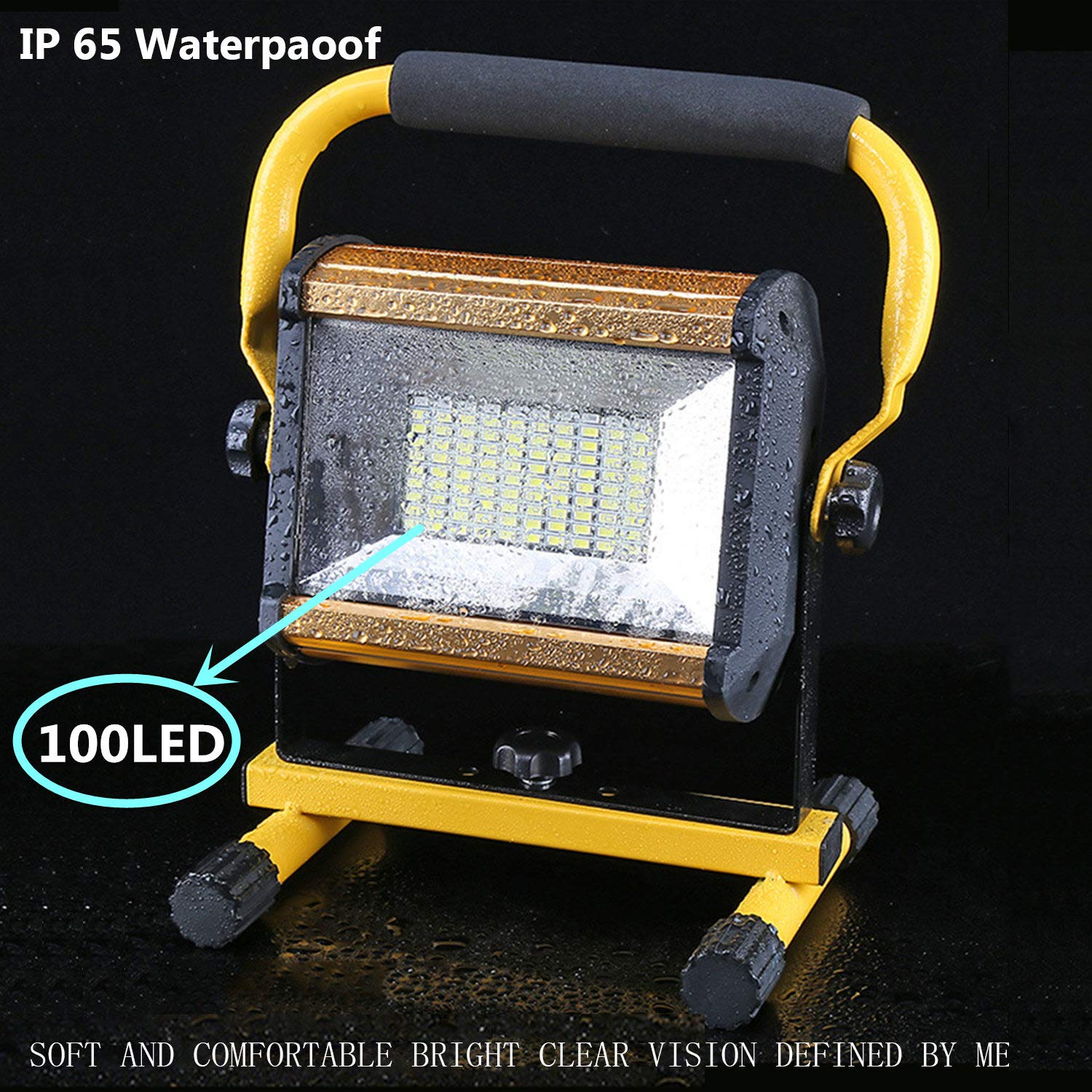 Rechargeable Led Work Light, Otyty 100W Portable Rechargeable Led Floodlights With Stand For Outdoor Garage Workshop Constructio