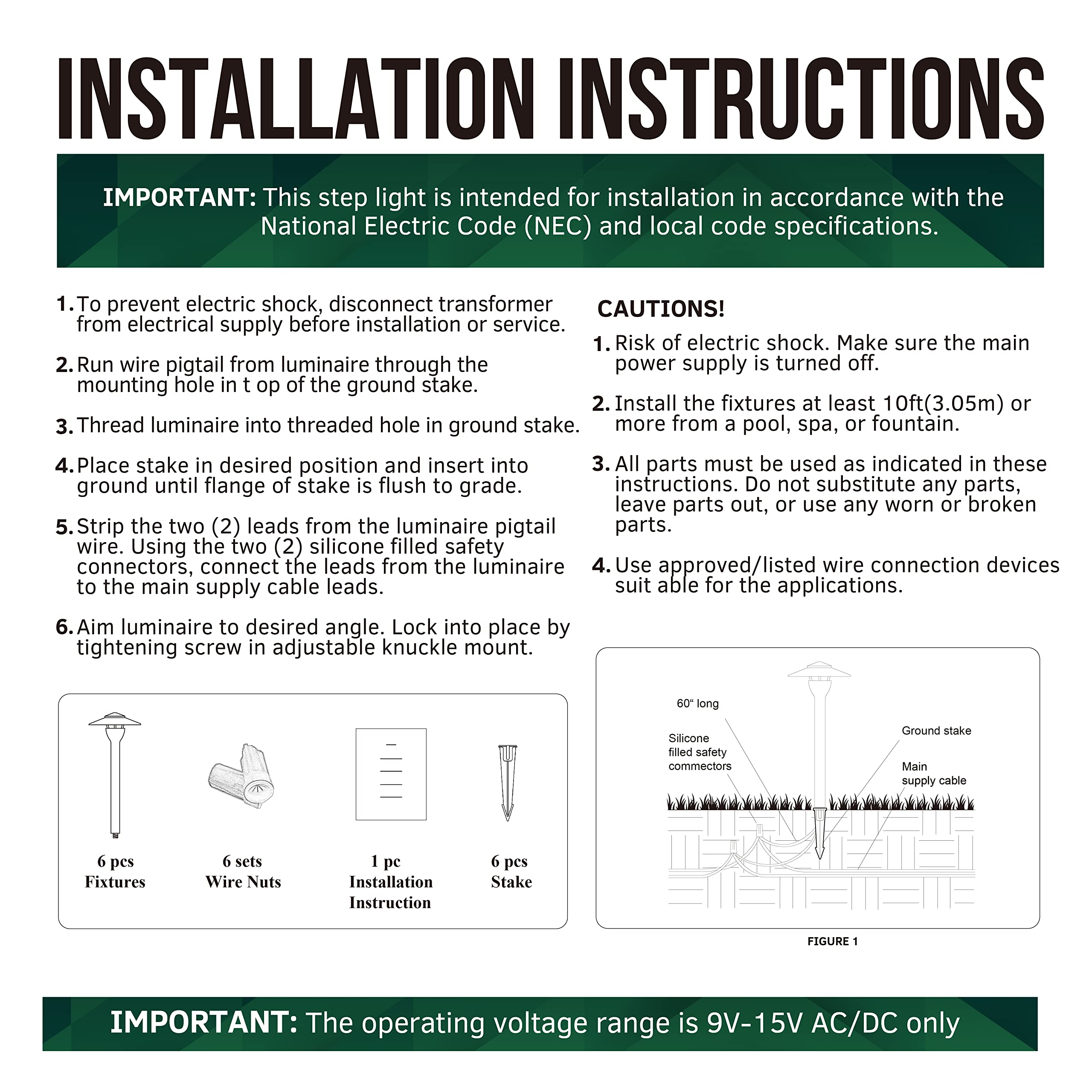 Gkoled 6-Pack Aluminum Pathway Lights, Low Voltage Led Landscape Path Light, 9-15V Ac/Dc Outdoor Walkway Lighting With 3W 3000K