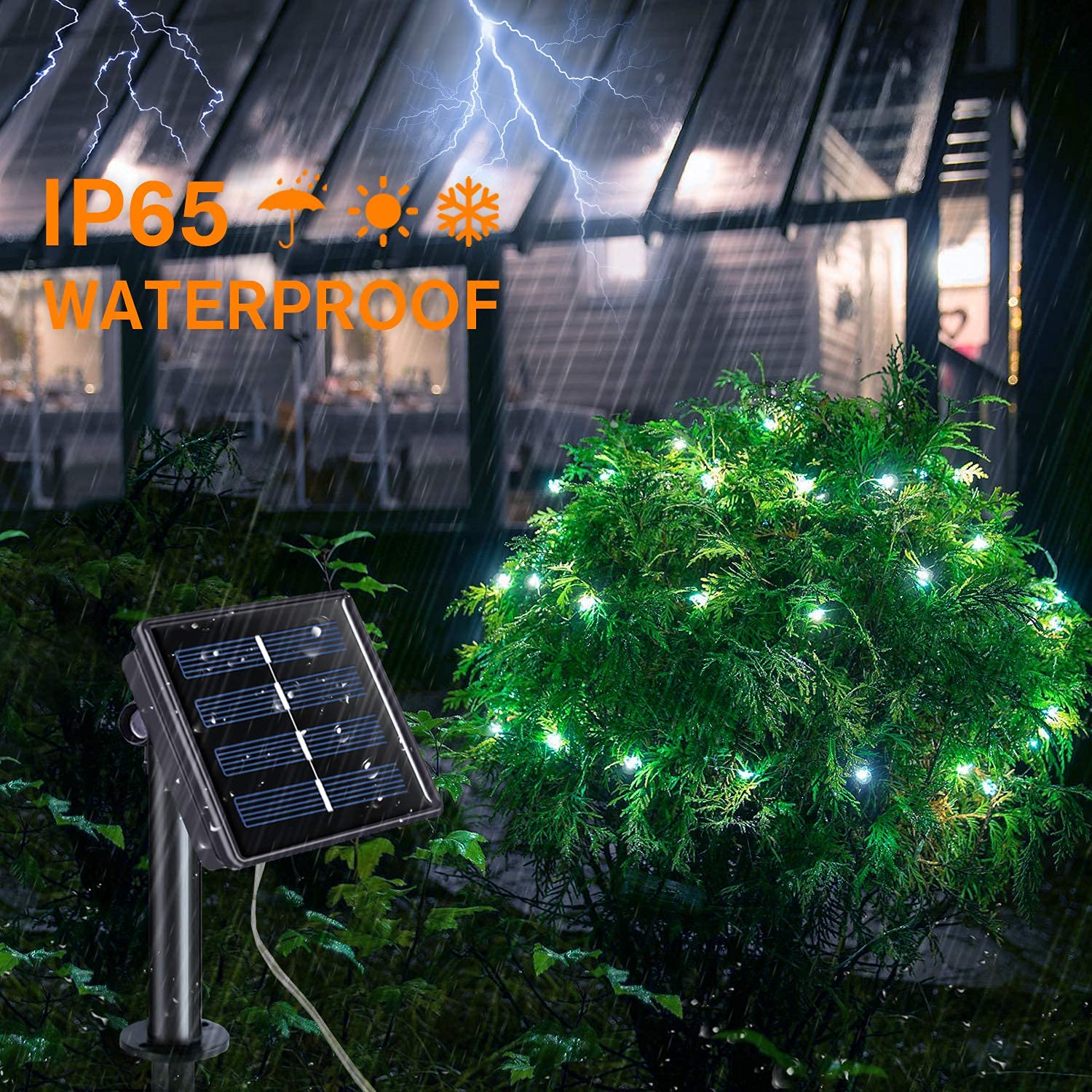 Qitong 144Ft White Solar Fairy Lights, 400Led Outdoor String Lights, 8 Modes, Waterproof