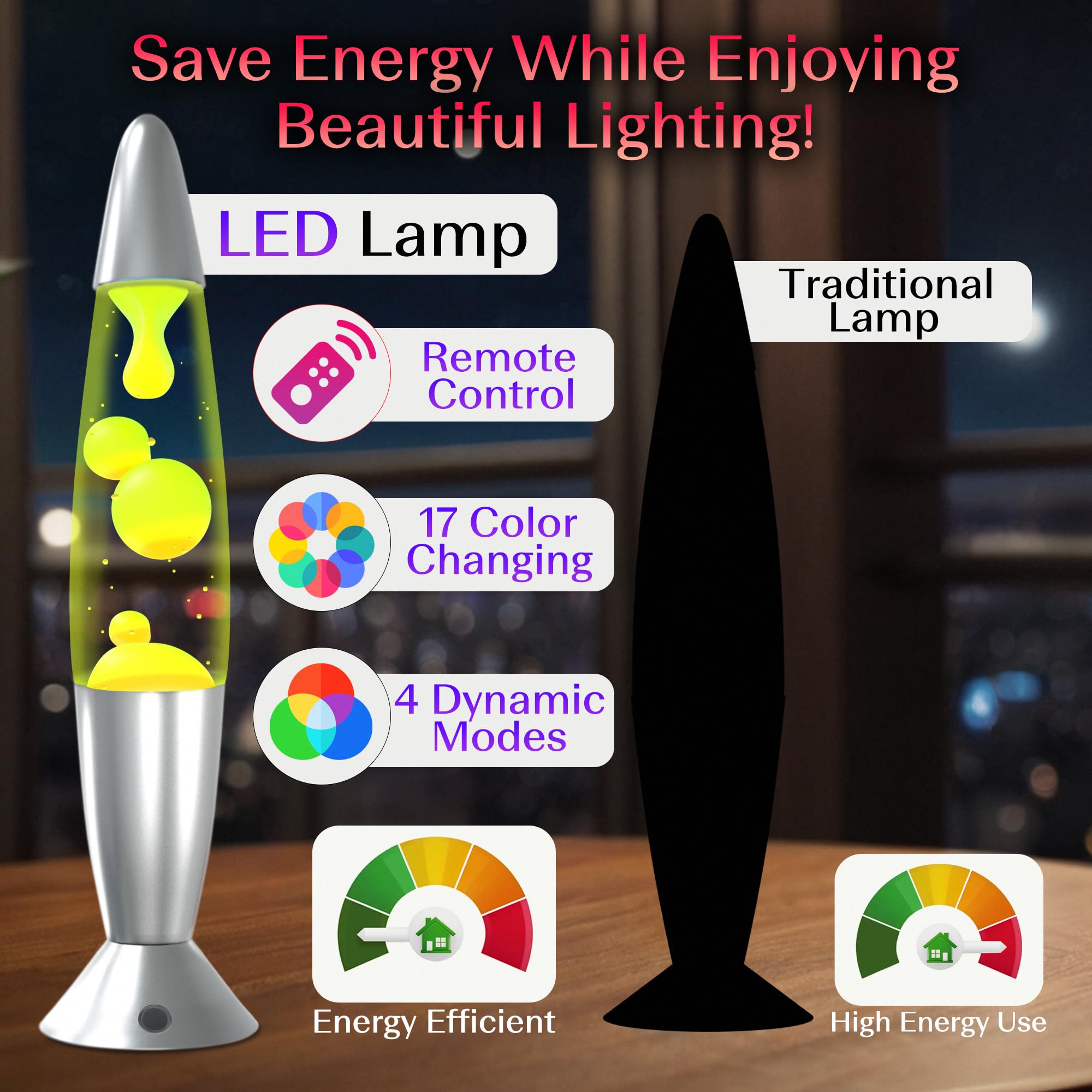 JAMBO LED Motion Lamp 17-Color with Remote, 13in Aluminum Night Light for Kids and mature-themeds, Home Decor, Model led1617