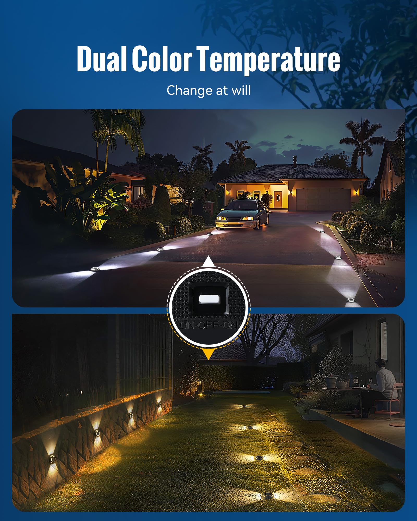 Fabstyl Solar Dock Lights - Waterproof 12 Pack, Dual-Sided Led For Pathway & Patio, Black