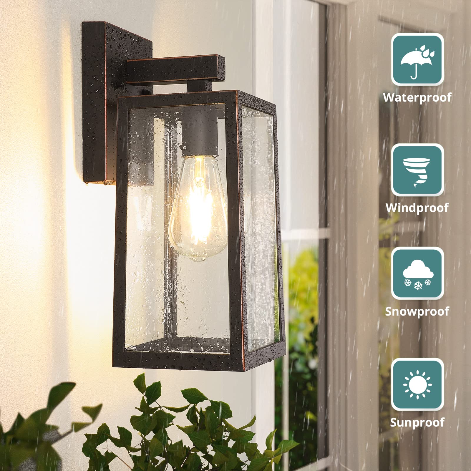 Maxvolador Outdoor Wall Lantern, Large Exterior Waterproof Wall Sconce Light Fixture, Oil Rubbed Bronze Anti-Rust Mount Lights,