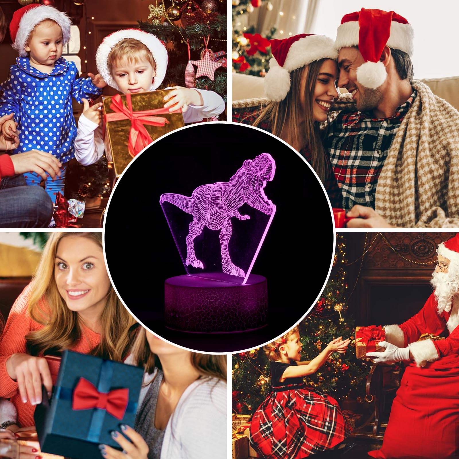 Aolalow Dinosaur Night Light For Boys, Dinosaur Lamp, Dinosaur Light, Dinosaur Toys, Dino Lamp,3D Illusion Night Lamp, Led Table Lamp With Touch Sensor And 7 Colors Change.