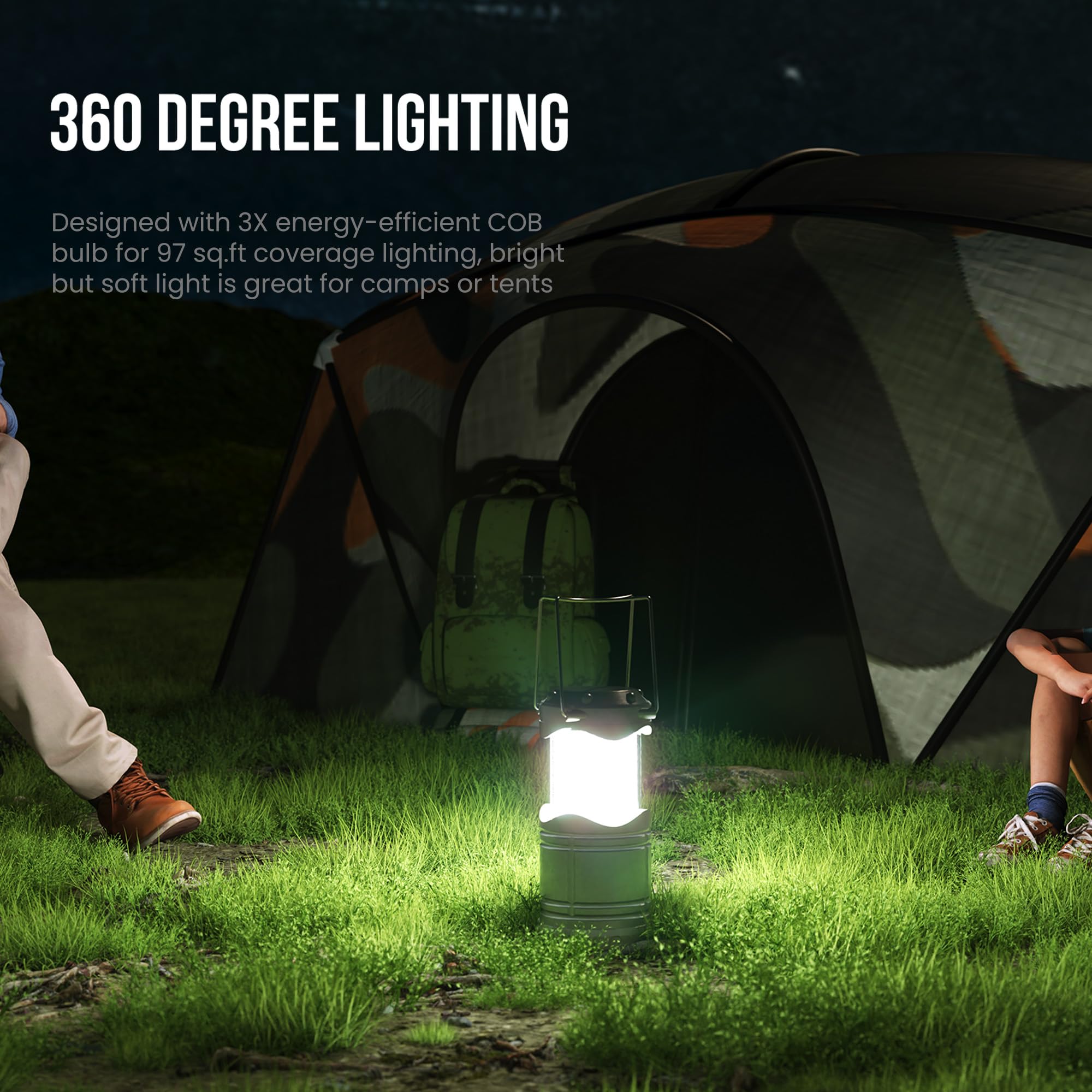 Lichamp LED Camping Lantern, 4 Pack, Battery Powered, Portable, Collapsible, Model B4C4, Colors: White, Silver, Rose Gold, Gray