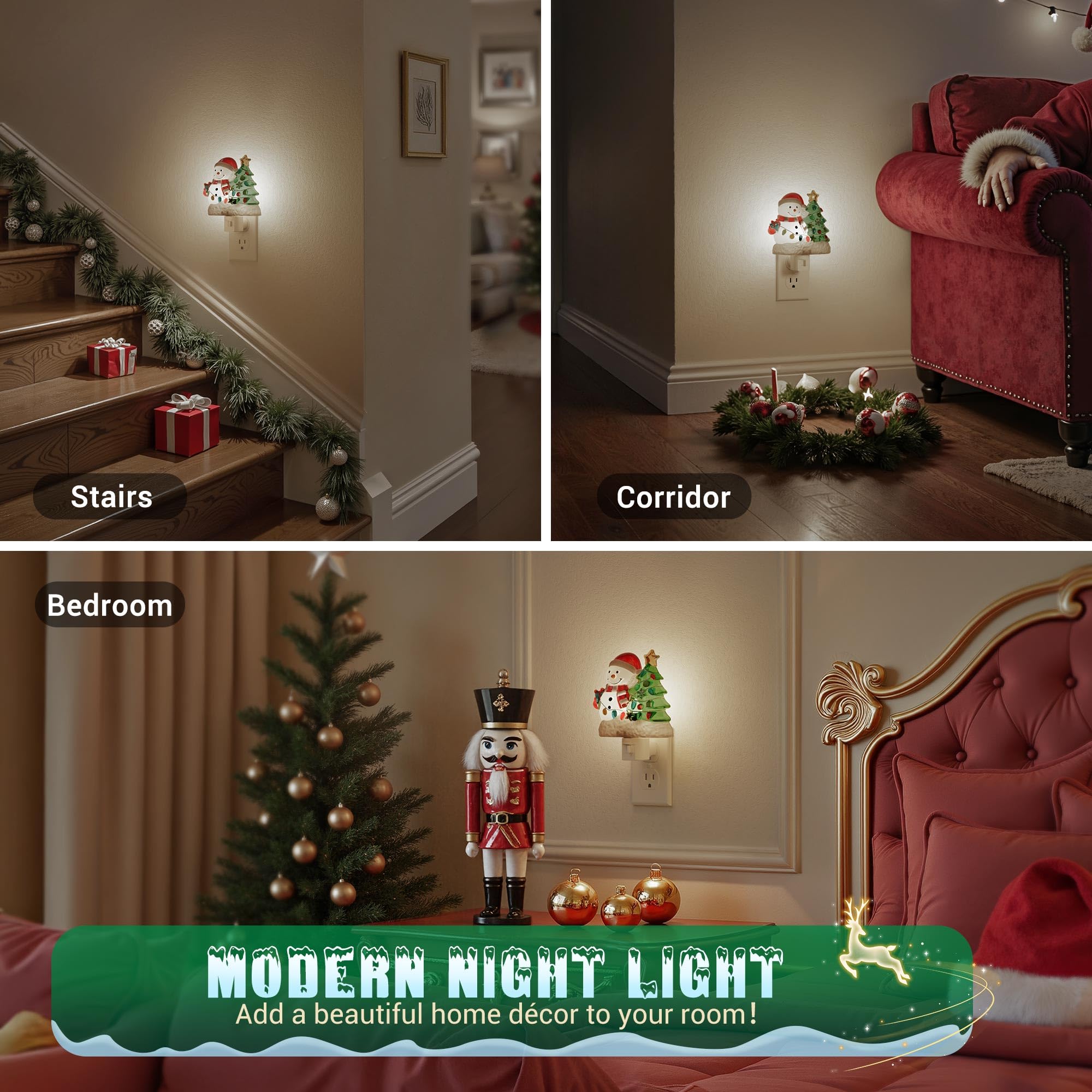 Jandcase Christmas Tree & Snowman Night Light  5000K Night Lights Plug Into Wall Cute & Funny Christmas Night Light For Kids  Nightlights With 360?Rotatable For Home Party Decor 1 Pack
