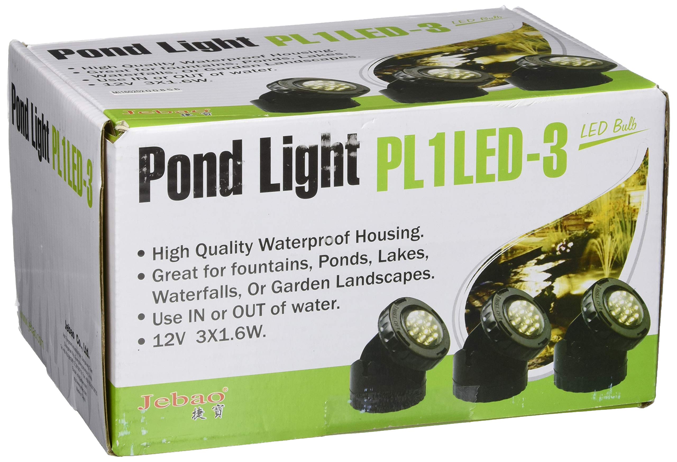Jebao Pl1Led-3Ps Submersible Led Pond Light With Photocell Sensor, 4 Colors, 2.