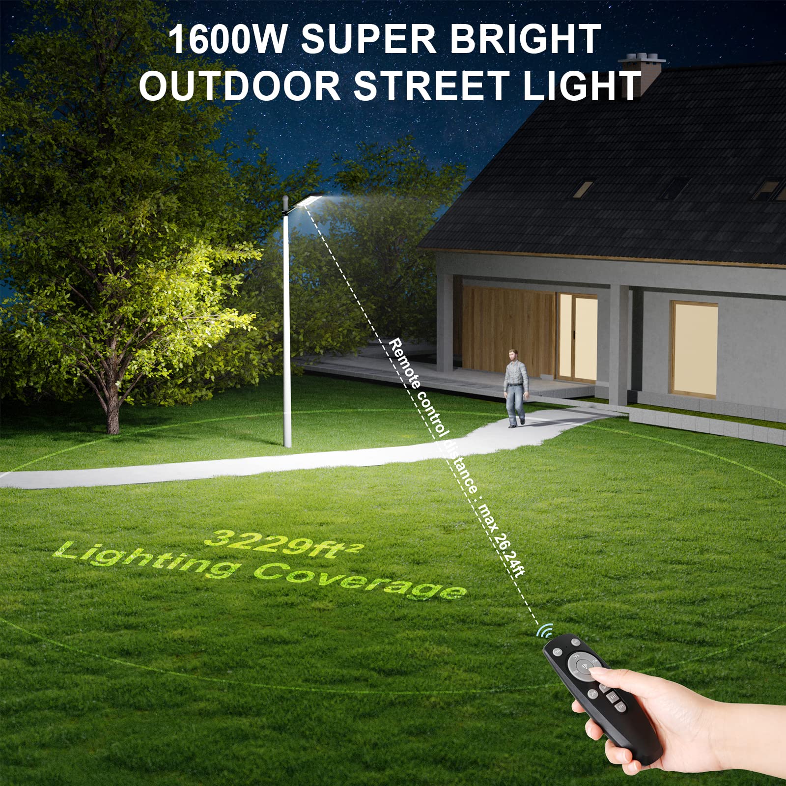 Szpower 1600W Solar Street Lights - 160,000Lm Outdoor Lights, Waterproof Ip66 For Driveway, Parking Lot, Garden, Yard, Backyard
