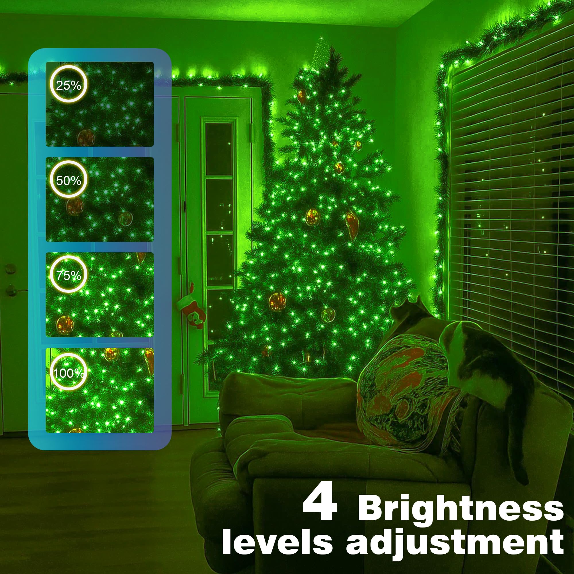 Domolli Christmas Lights 500Led 164Ft  Waterproof Christmas Tree Lights With 8 Modes  Remote Control 3 Timers & Memory Function Xmas Decorations For House And Holiday (Green)