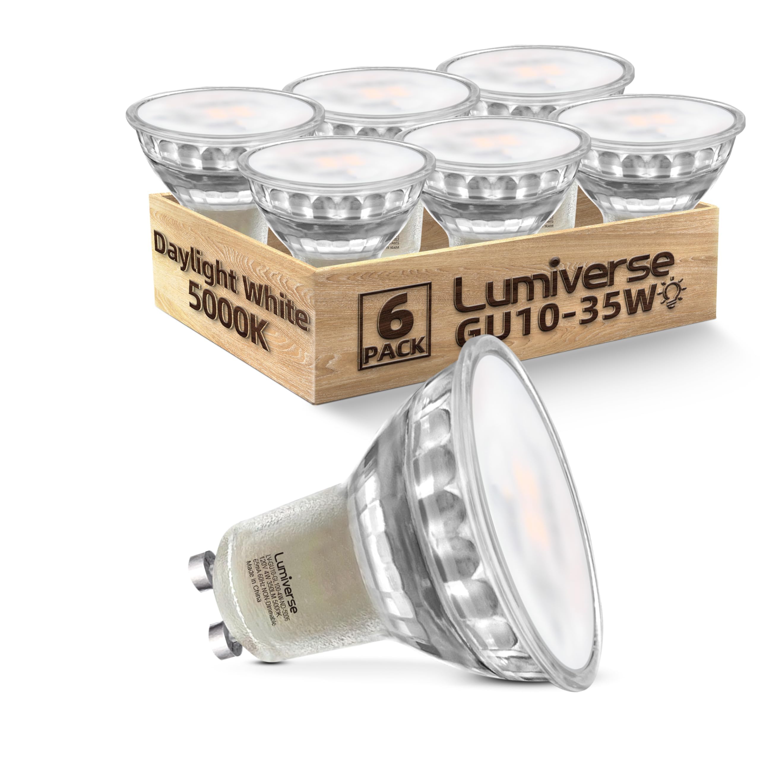 Lumiverse Gu10 Led Bulb, Non-Dimmable, 4W 50W Equivalent, 100 Flood Beam 350Lm, 5000K Daylight White, Halogen Replacement For Ki