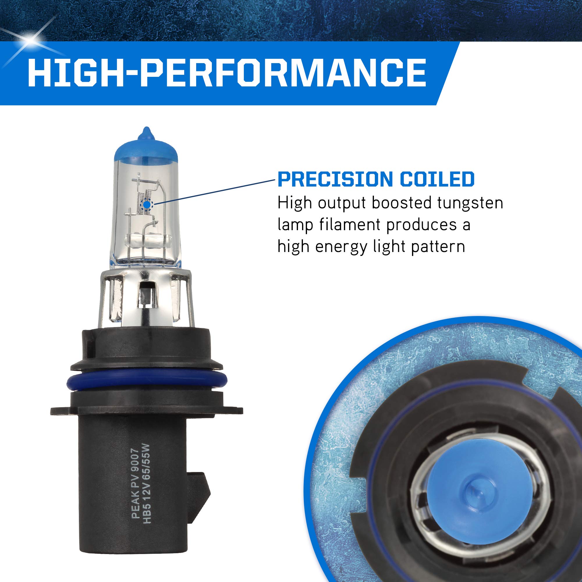 PEAK Power Vision 9007/HB5 High Performance Headlights 65/55W 2-Pack White