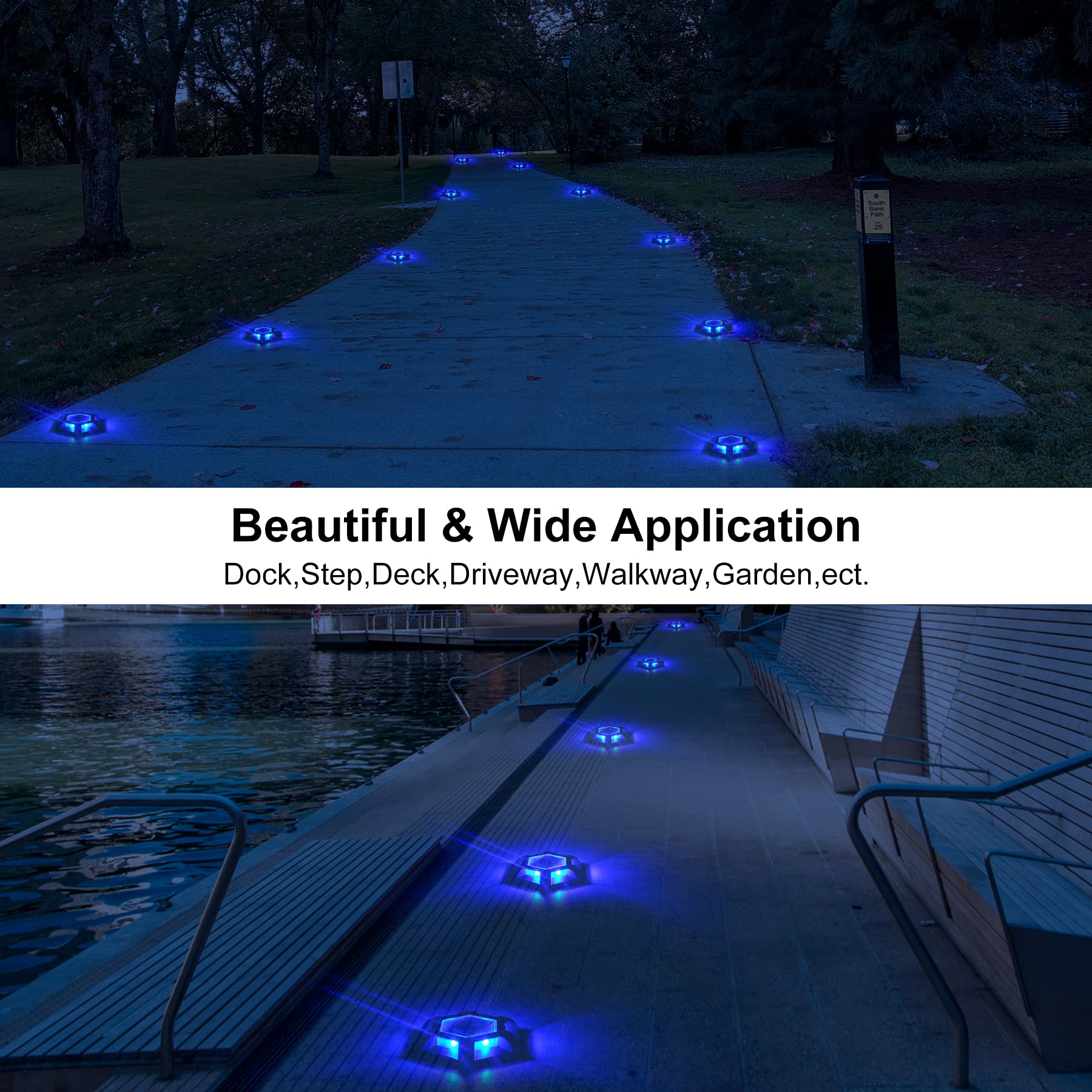 Crepow 8 Pack Solar Dock Lights - Waterproof Led Outdoor Aluminum Step Lights For Driveway & Garden