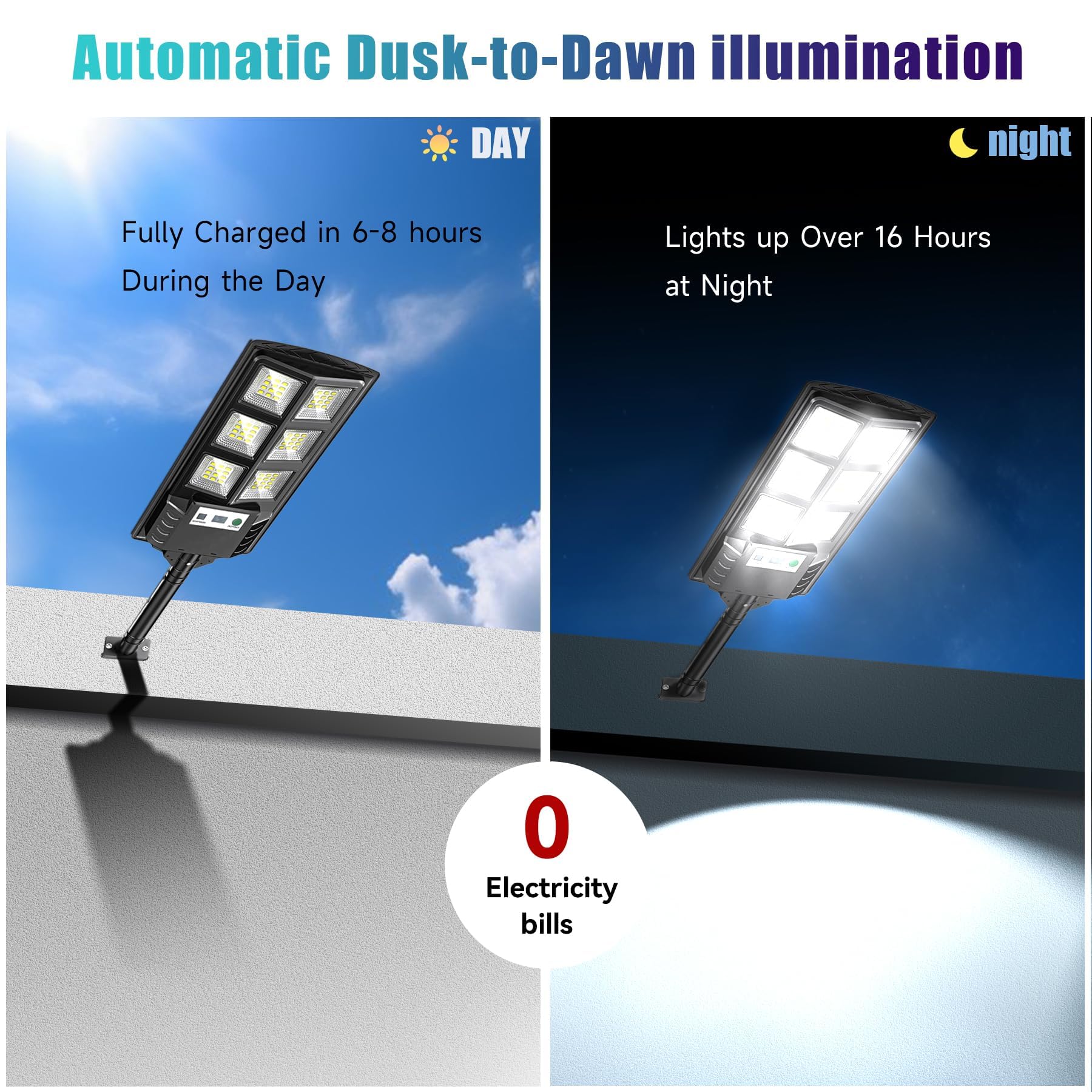 Wattake Solar Lights Outdoor 6000K -150W Led Solar Street Light Motion Sensor 15000Lm Solar Parking Lot Light Dusk To Dawn Solar Powered Lamp Waterproof Flood Light With Remote Control (1 Pack)