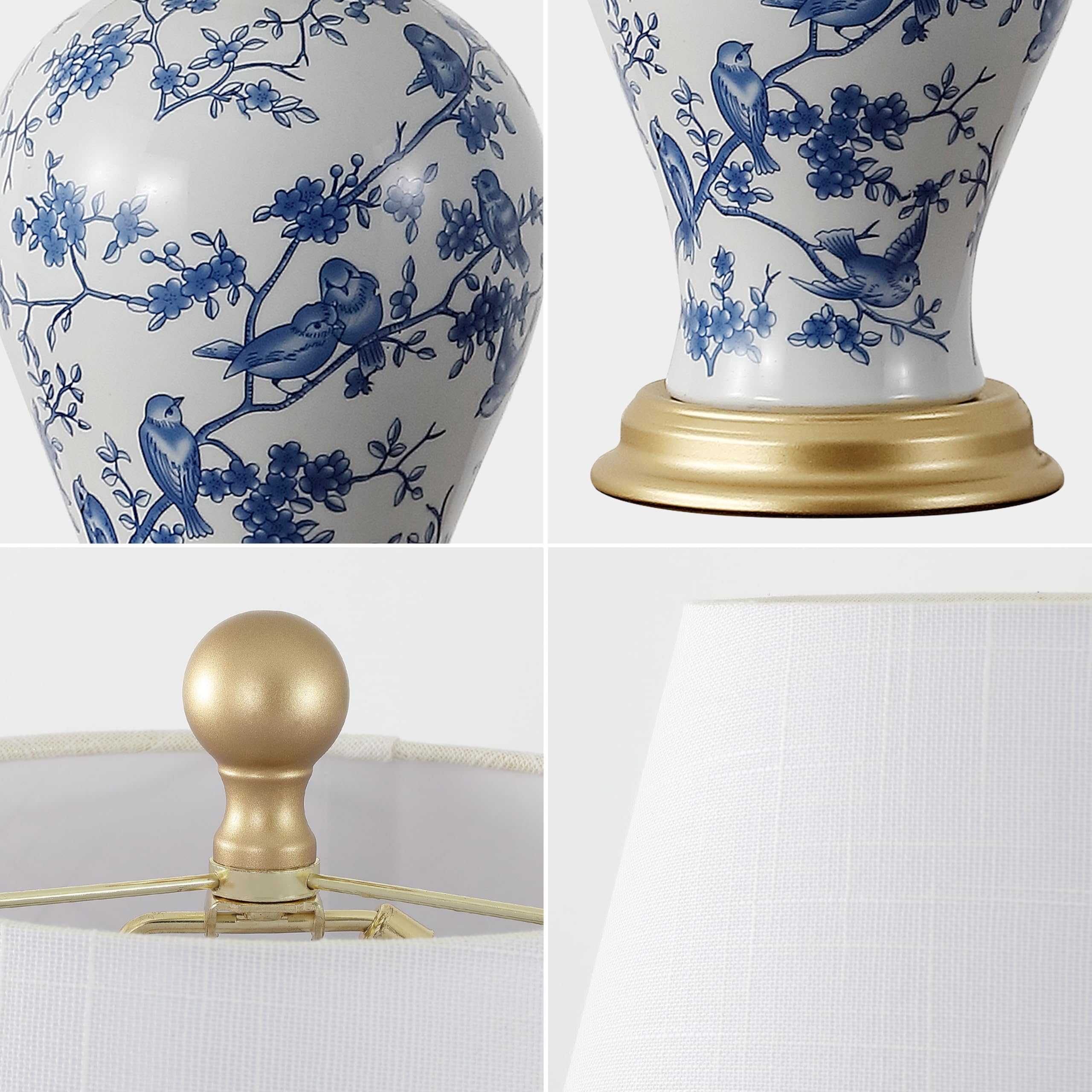 Jonathan Y Jyl3009B Grace 24'' Floral Classic Led Table Lamp Cottage Traditional Bedside Desk Nightstand Lamp For Bedroom Living
