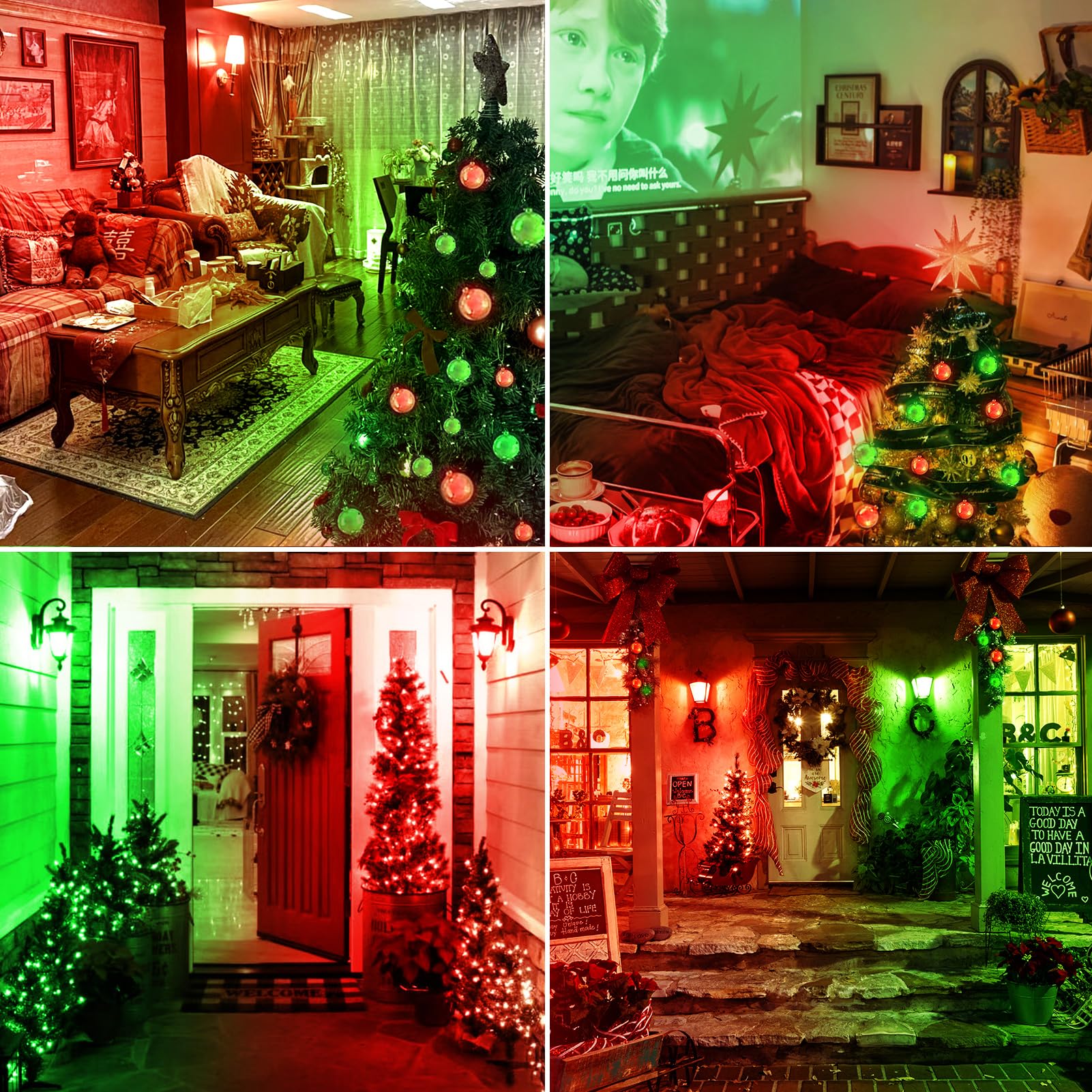 Kqhben Red Green Light Bulbs - [ 4 Pack ]- 9W(60W Equivalent) E26 Base Led Colored Light Bulb For Festivals Party Christmas Bar