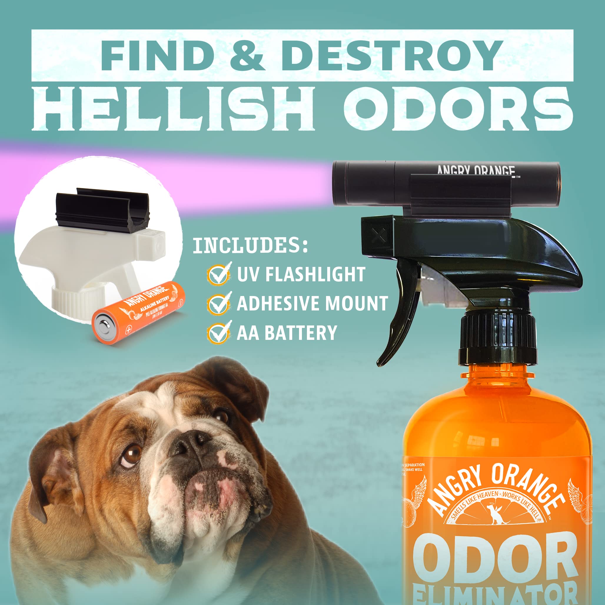 ANGRY ORANGE UV Flashlight - LED Black Light Detector for Dry Dog Urine - Flashlights Make Stains Glow in The Dark with Ultravio