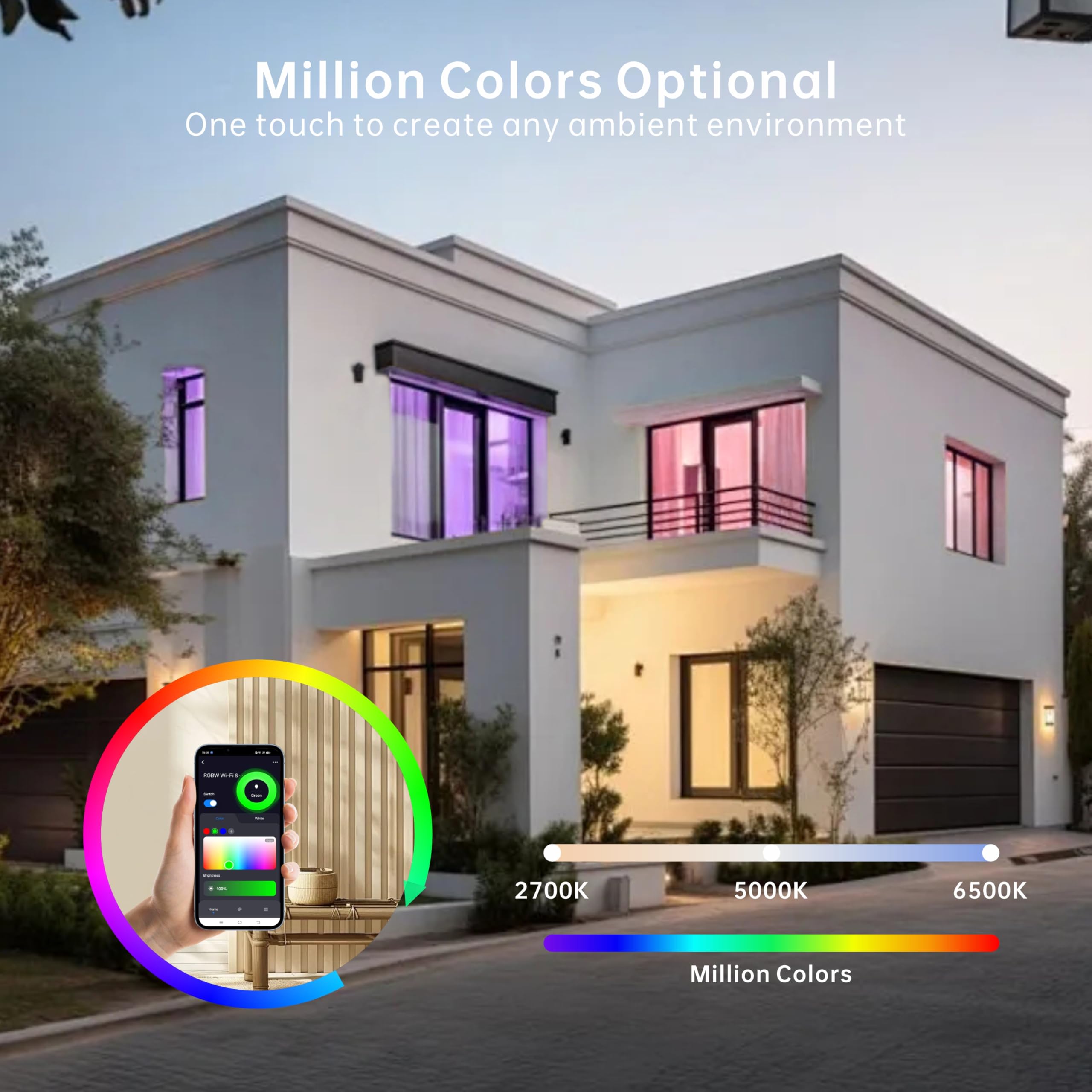 LED ENERGY PLUS 2x4 FT LED RGBW Panel Light - 60W, 6600lm, Remote & App Controlled, Color Changing, 4 Pack