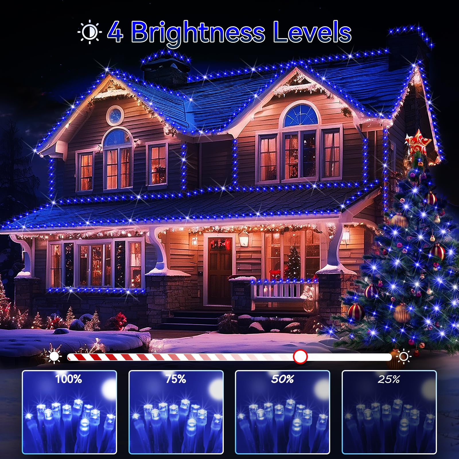 Hezbjiti 1000 LED Christmas String Lights, 394ft Blue Fairy Lights with Remote & Timer for Home, Party, Wedding Decor