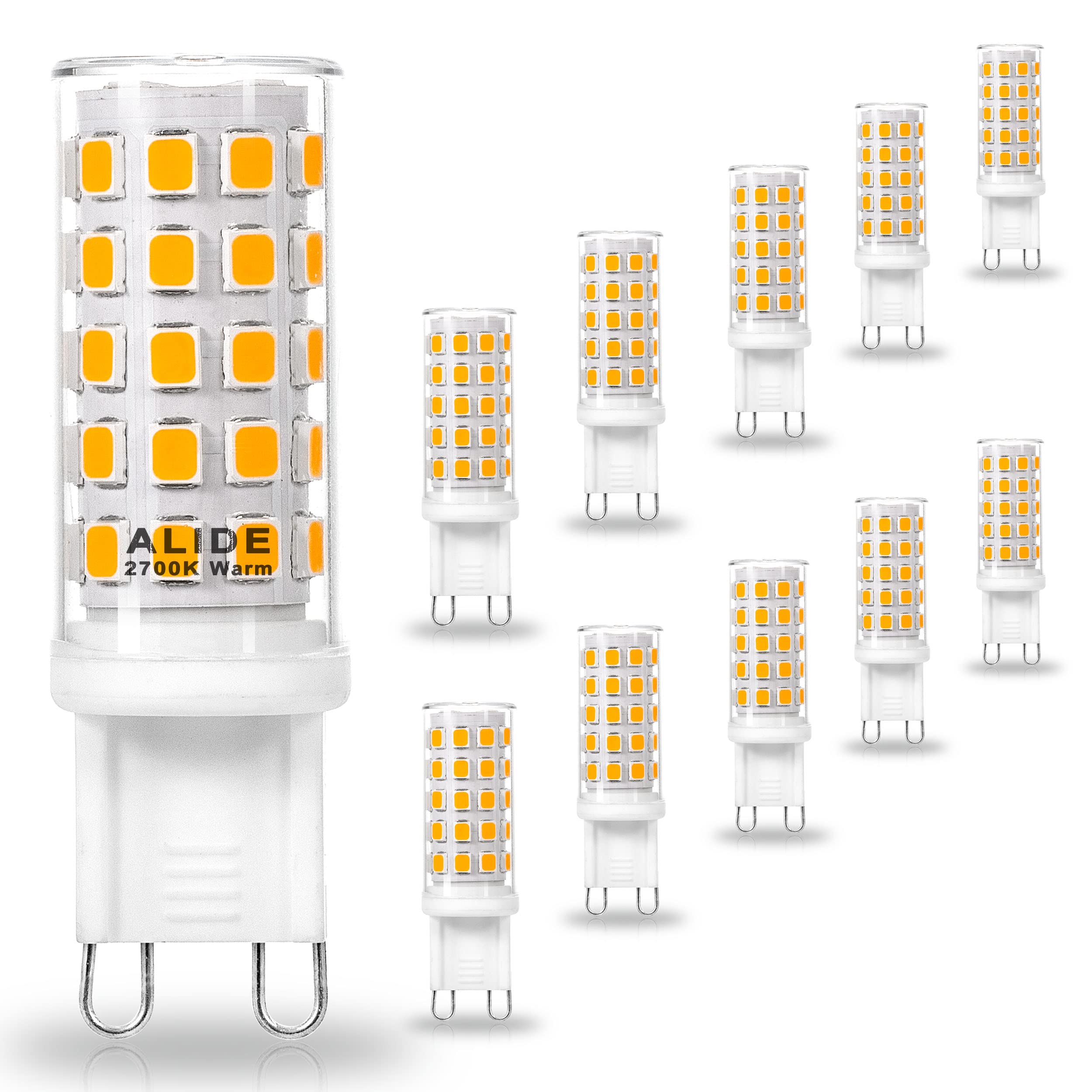 Alide G9 Led Bulbs 5W Replace 50 Watt 60 Watt Halogen Equivalent,2700K Soft Warm White, Ac120V T4 G9 Bi-Pin Led Bulbs For Chande