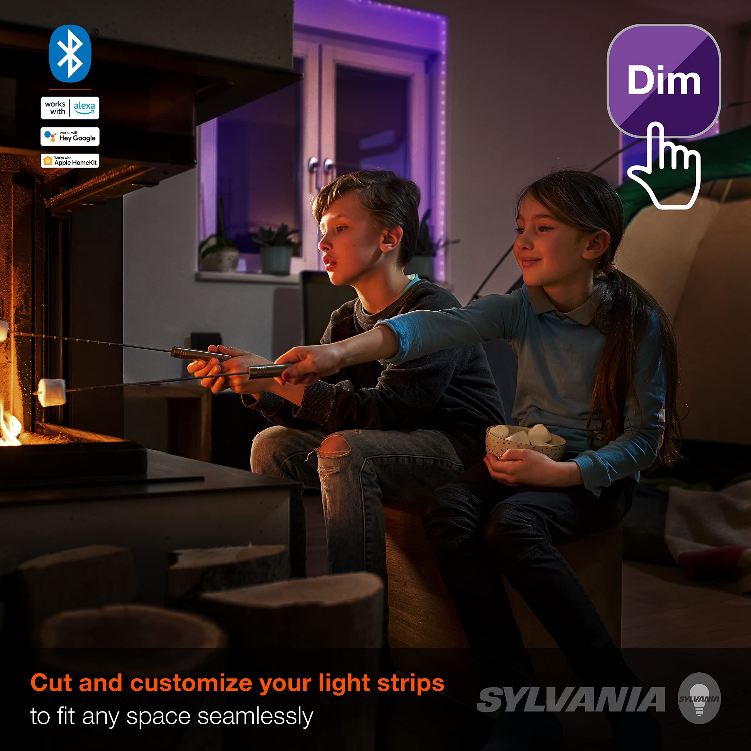LEDVANCE Sylvania Smart 2ft Bluetooth LED Flex Light Strip Starter Kit, RGBTW Full Color, Dimmable, Model 75575, Indoor Use