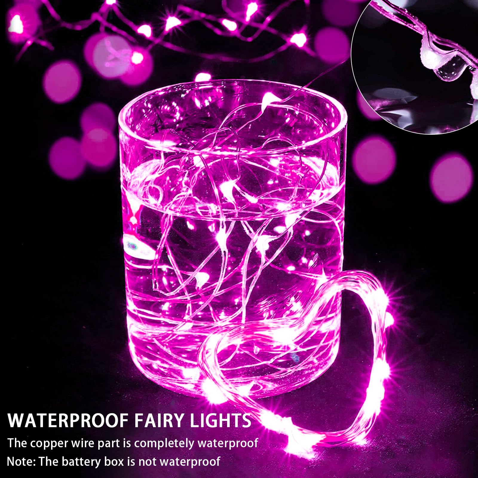 chzk 8 Pack Pink Fairy Lights 20 LED Twinkle String Lights 7Ft Battery Operated Waterproof for Party Wedding Christmas Centerpieces