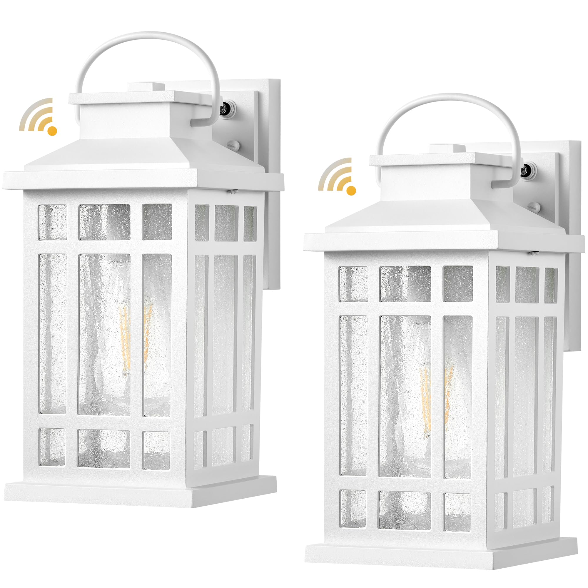 Opaxis White Dusk To Dawn Outdoor Lighting 2-Pack  Outside Wall Lights With Seed Glass  Outdoor Light For House  Garage  Garden  Entryway  Doorway  100% Aluminum Waterproof And Anti-Rust  E26 Socket