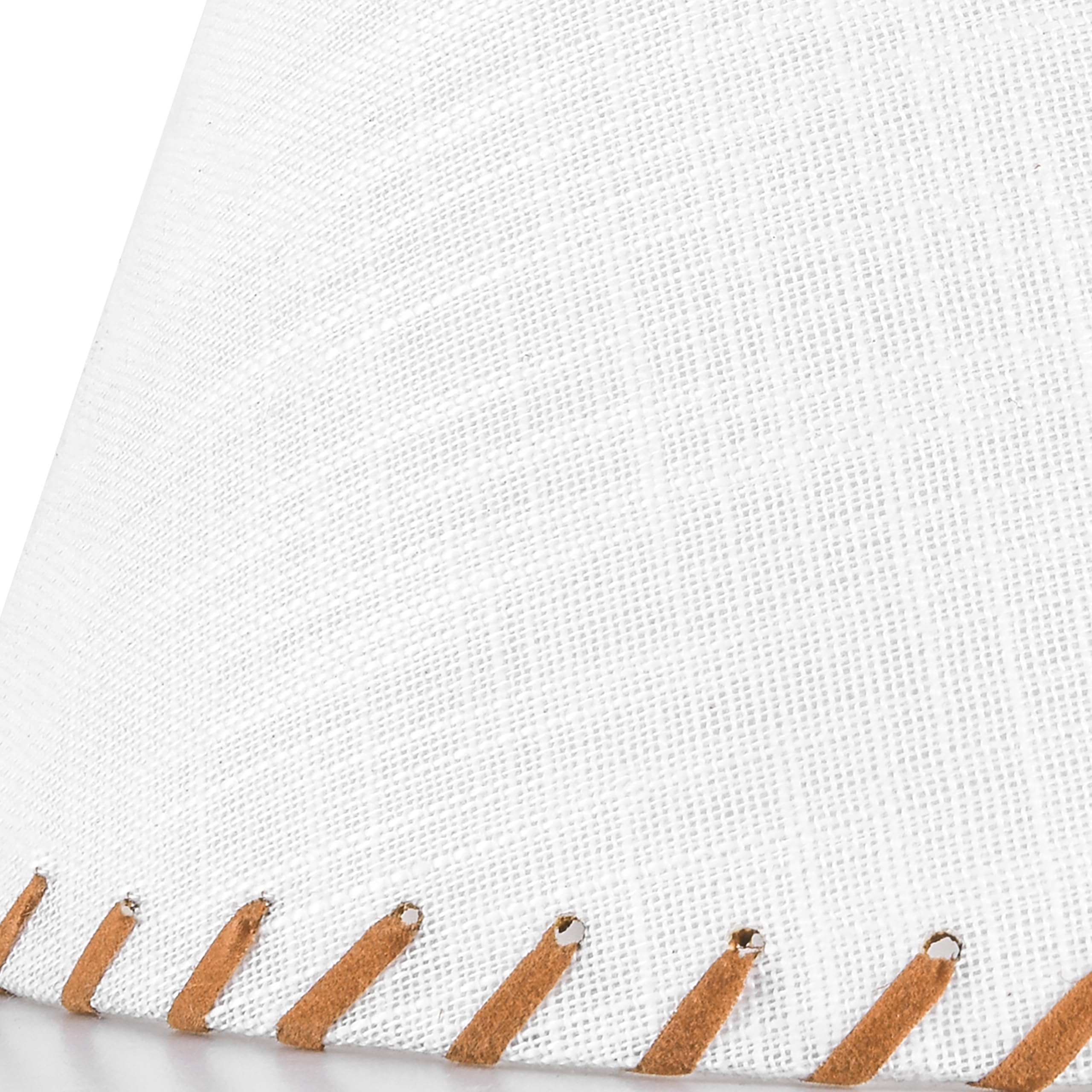 Go&So 1 Pack White Linen Lampshades Natural Fabric Small Lamp Shades, 5''X9''X6.4'' (Spider) With Stitched Brown Trim - Modern R