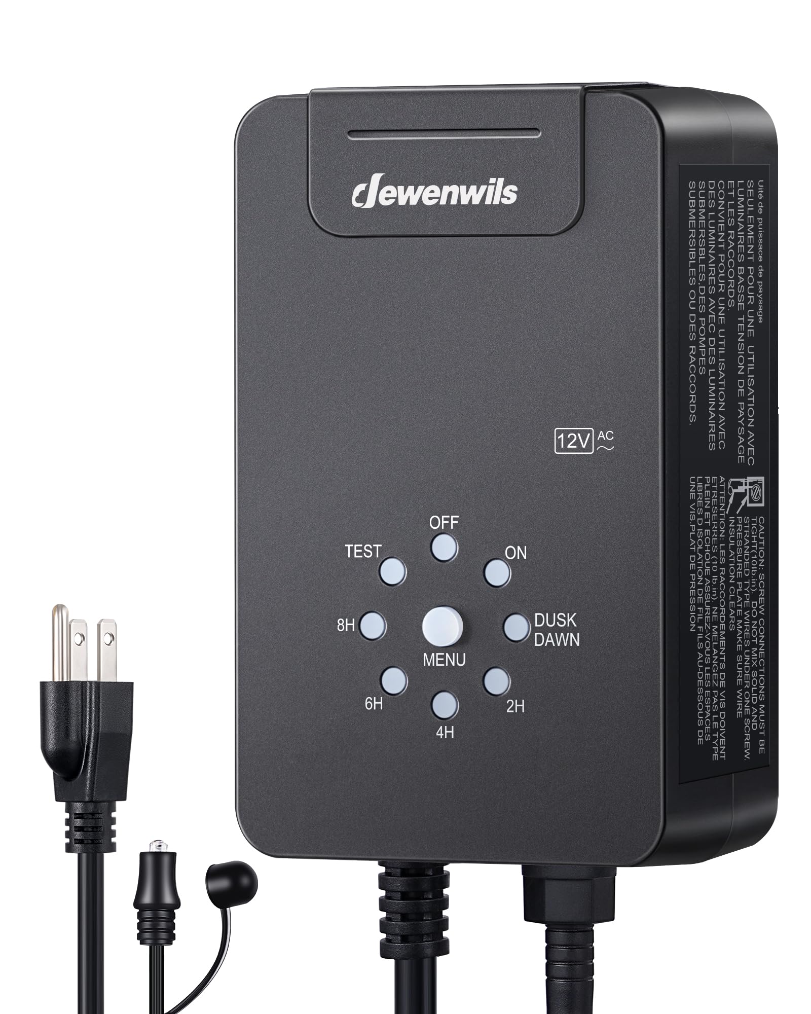 Dewenwils 60W Low Voltage Landscape Transformer  120V Ac To 12V Ac Outdoor Landscape Lighting  Dusk To Dawn Sensor & Timer  Weatherproof Low Voltage Transformer For Spotlights  Garden  Pathway