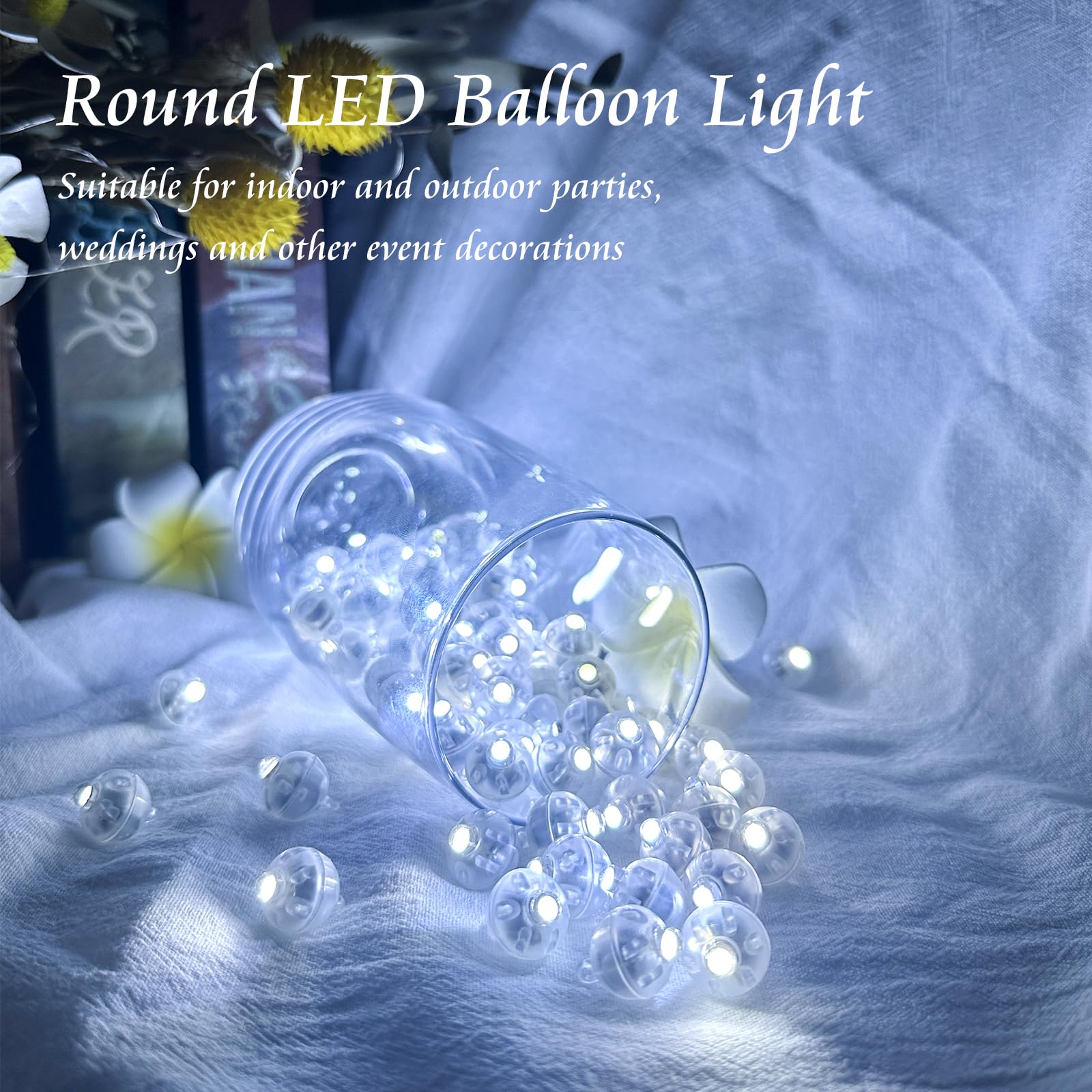 Chzk 100Pcs Balloon Lights Mini Led Lights Round Long Standby Time Multicolor Ball Light Paper Lantern Balloons Lights For Birthday Party Christmas Halloween Decoration (Cold White, 100 Pcs), D11-Qqd