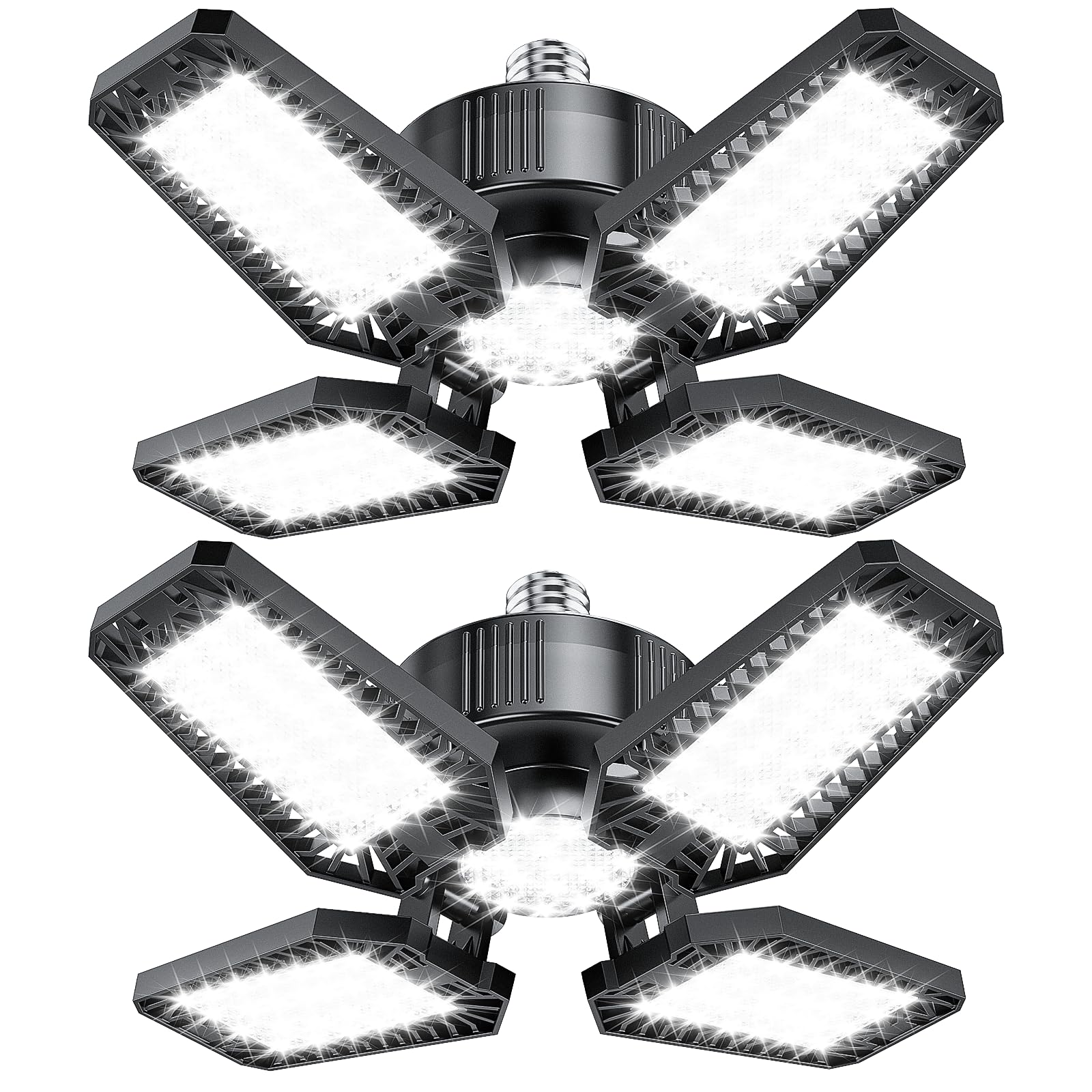 Topaubub Garage Light 10 Pack 120W, 12000Lm Garage Lights Ceiling Led With 4+1 Deformable Panels 6500K Led Garage Light, Led Shop Lights For Workshop, Garage, Basement Support E26/E27