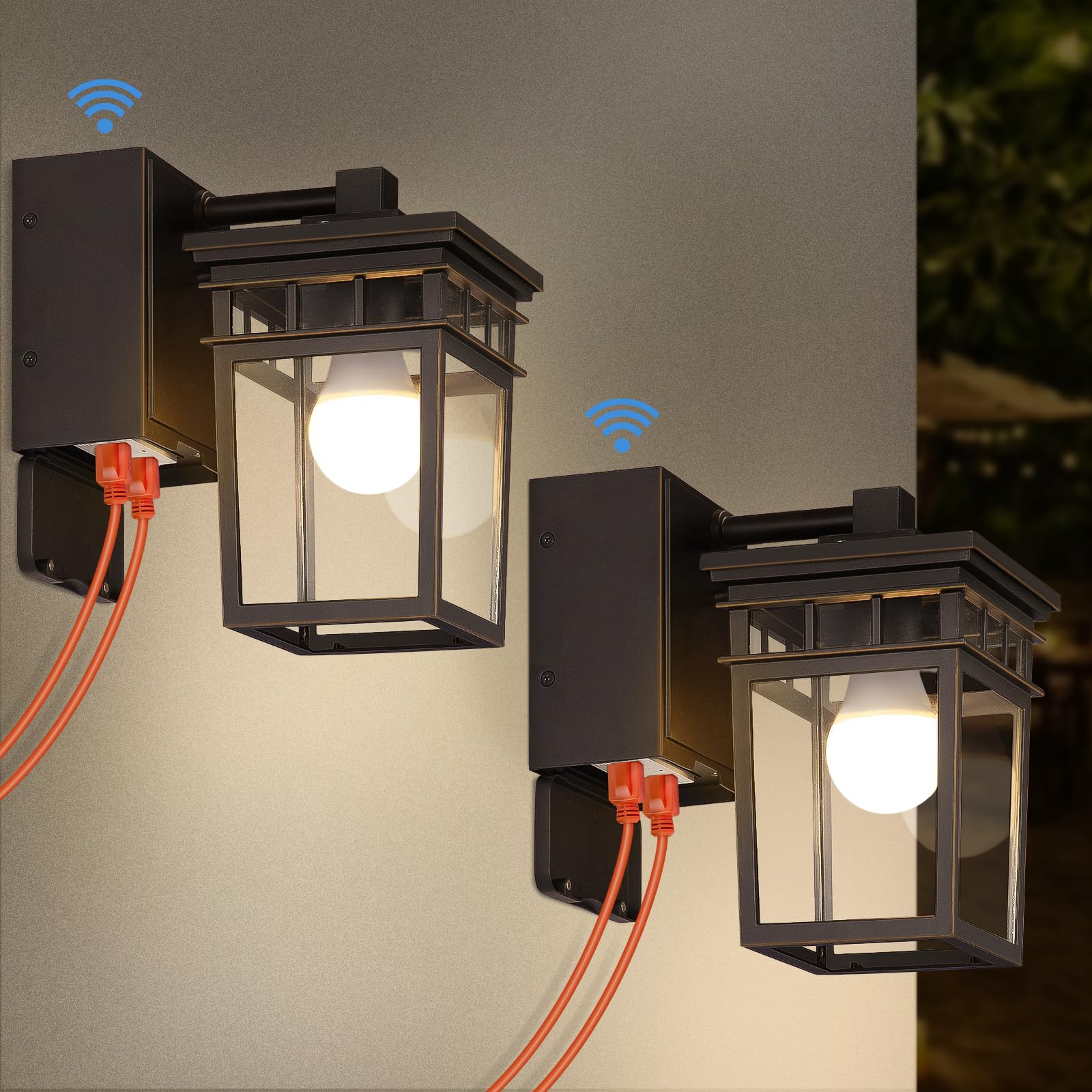 FANDBO 2 Pack Porch Lights, Dusk to Dawn, Waterproof Aluminum Sconces, 9W LED Bulbs Included, Oil-Rubbed Bronze, Model HS405