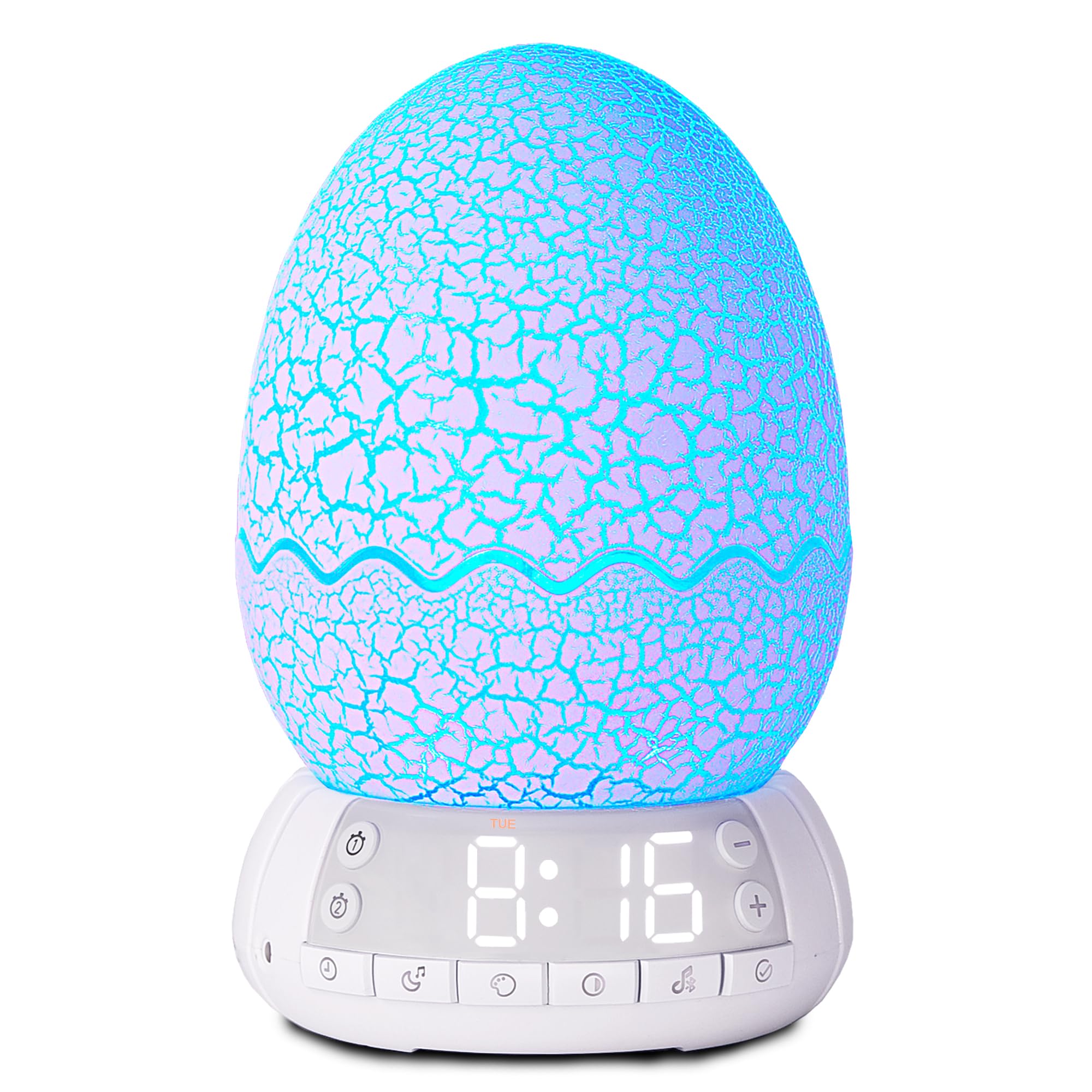 MTDYHY Dinosaur Egg 4-in-1 Clock Lamp Bluetooth Speaker Night Light - Multicolored Acrylic EGG-01