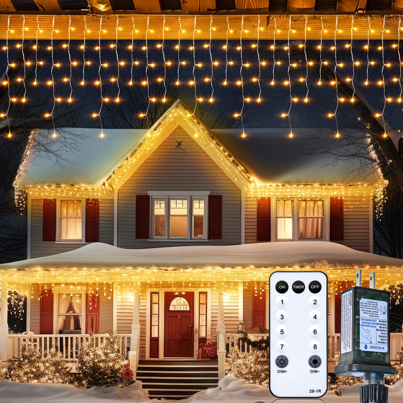 Brightown Outdoor Icicle Lights, 100FT 832 LED String with 156 Drops, 8 Modes, Remote Timer, Waterproof for Indoor/Outdoor Trees